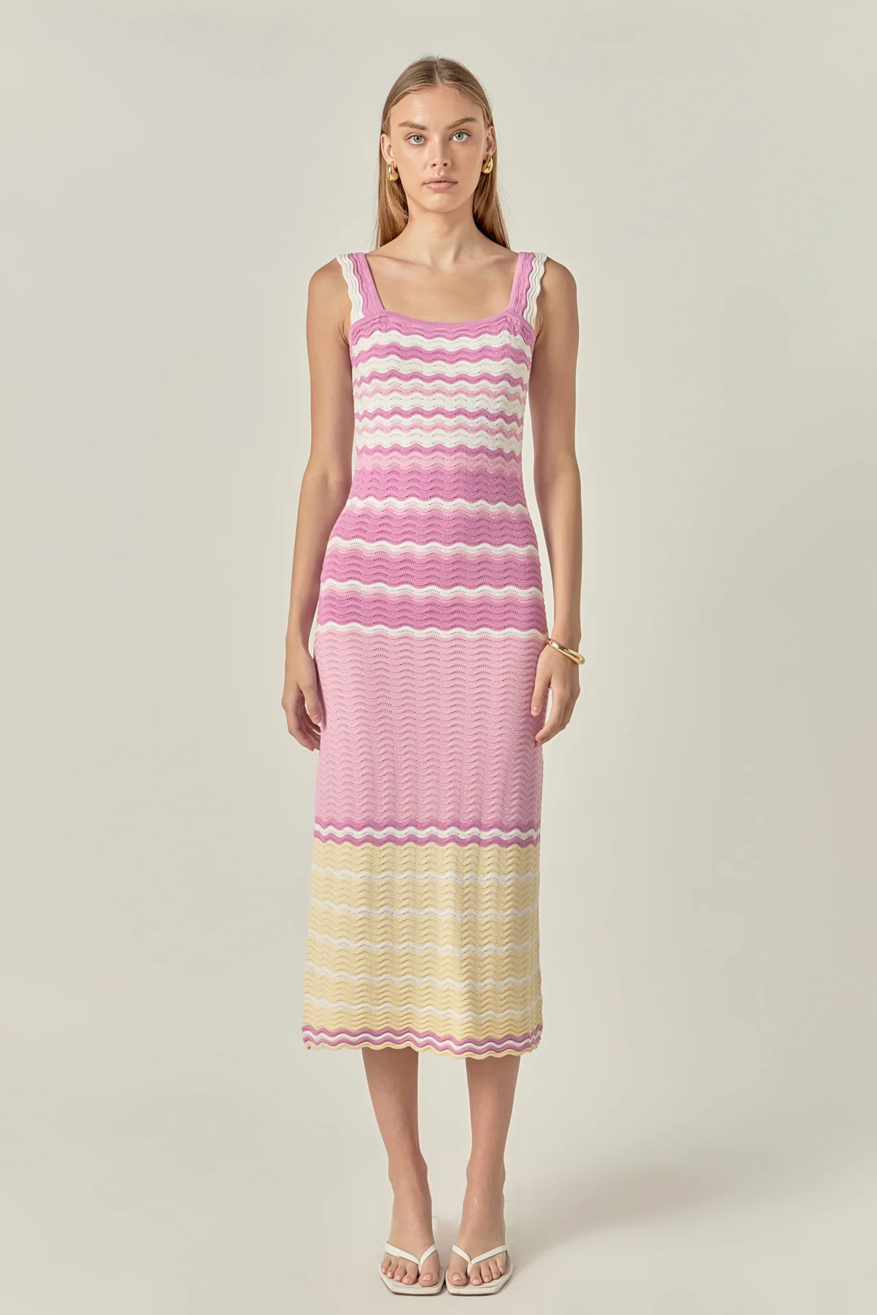 Pastel Waves Crochet Midi Dress - Image 8
