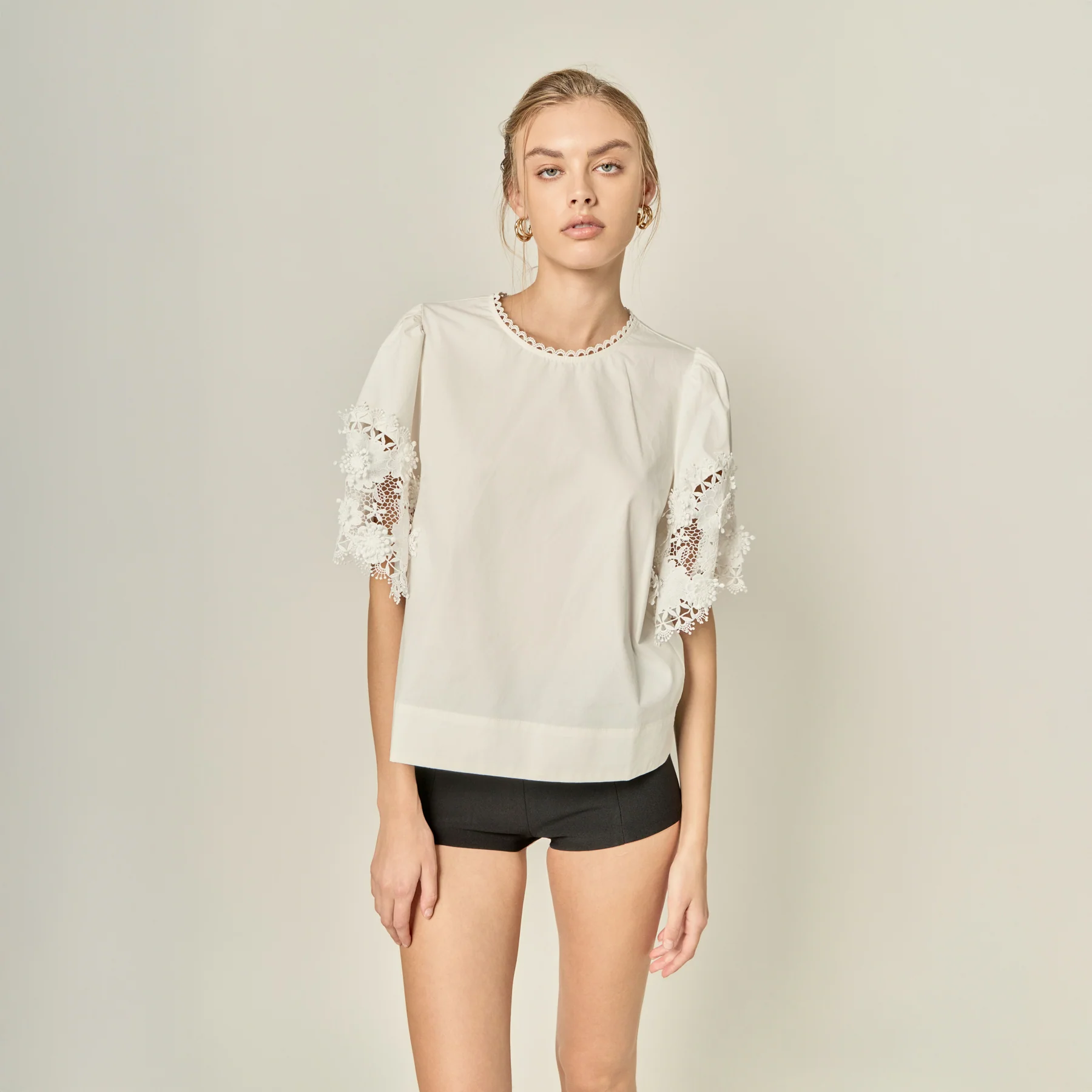 Crochet Lace Short Sleeve Top - Image 11