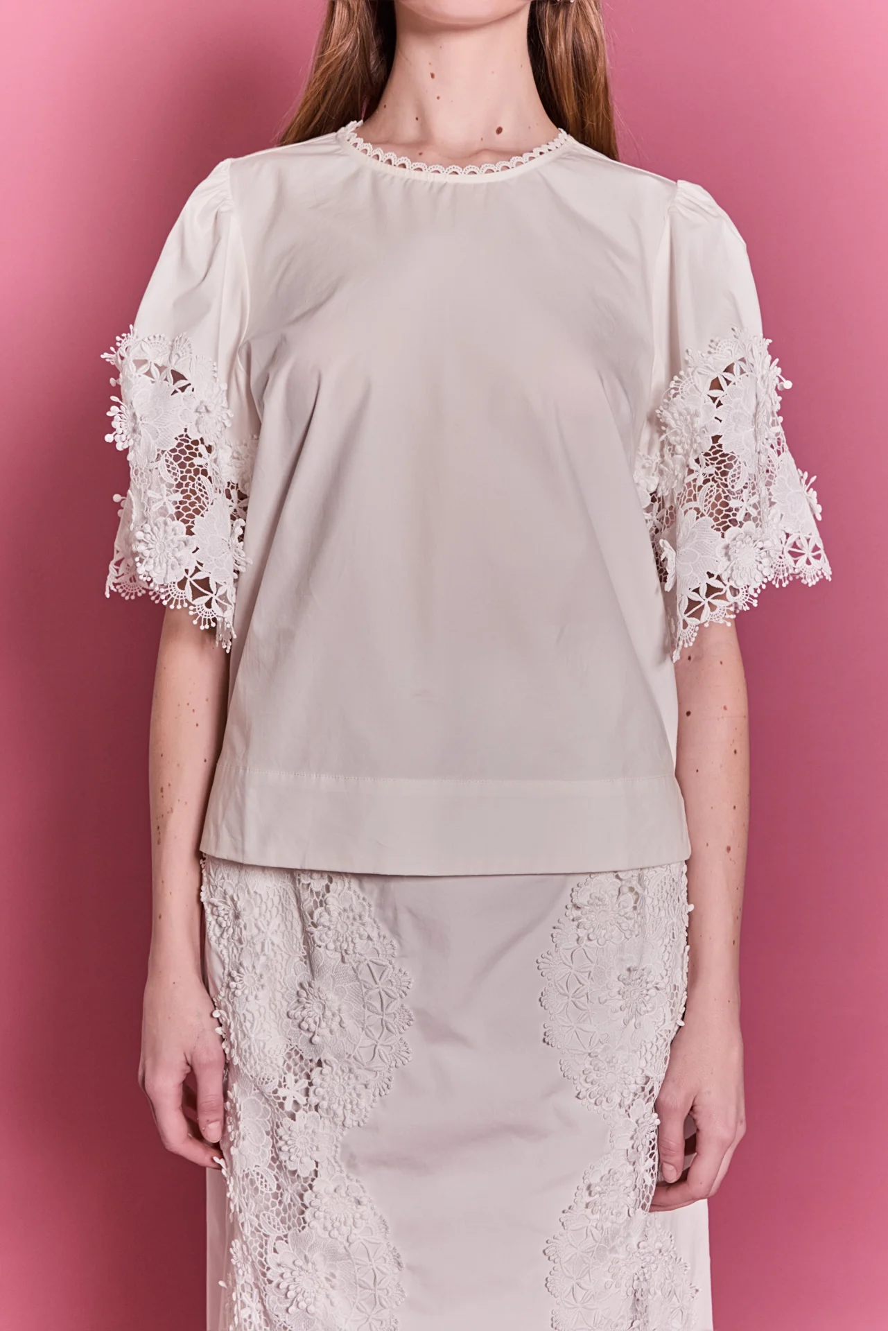 Crochet Lace Short Sleeve Top - Image 2