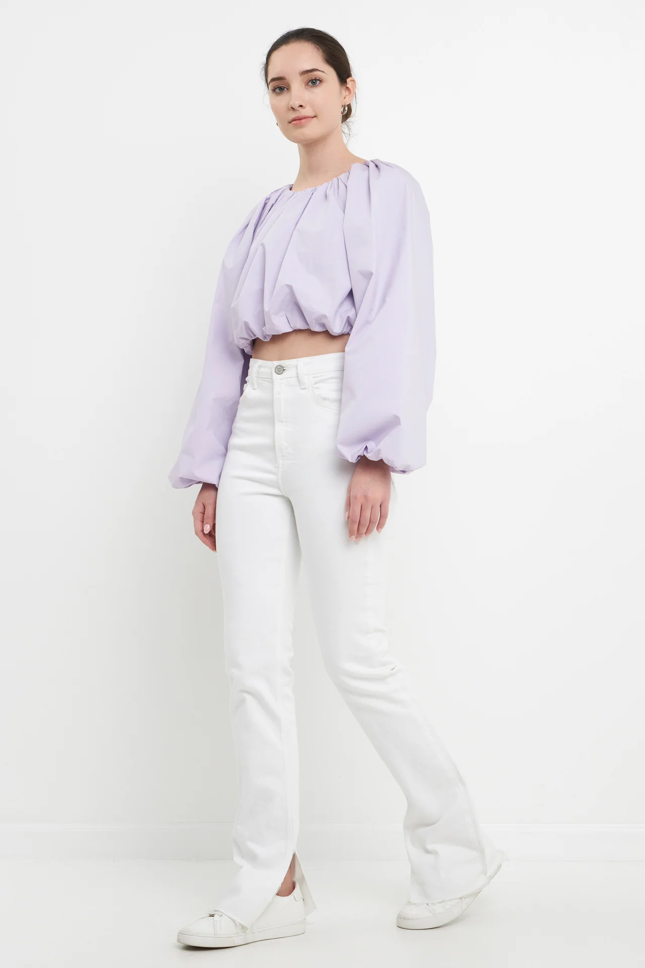 Cropped Blouson Long Sleeve Top - Image 12