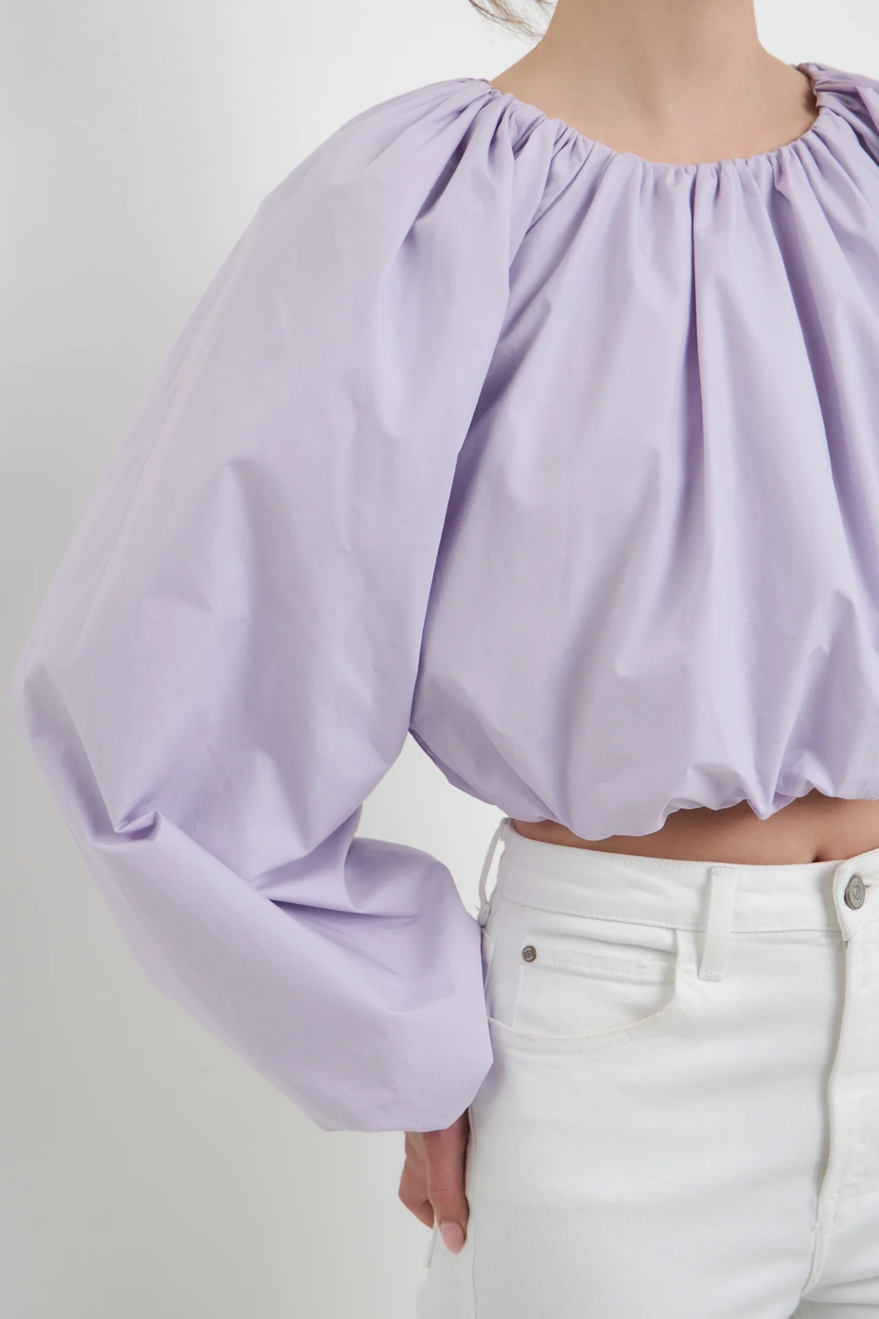 Cropped Blouson Long Sleeve Top - Image 15