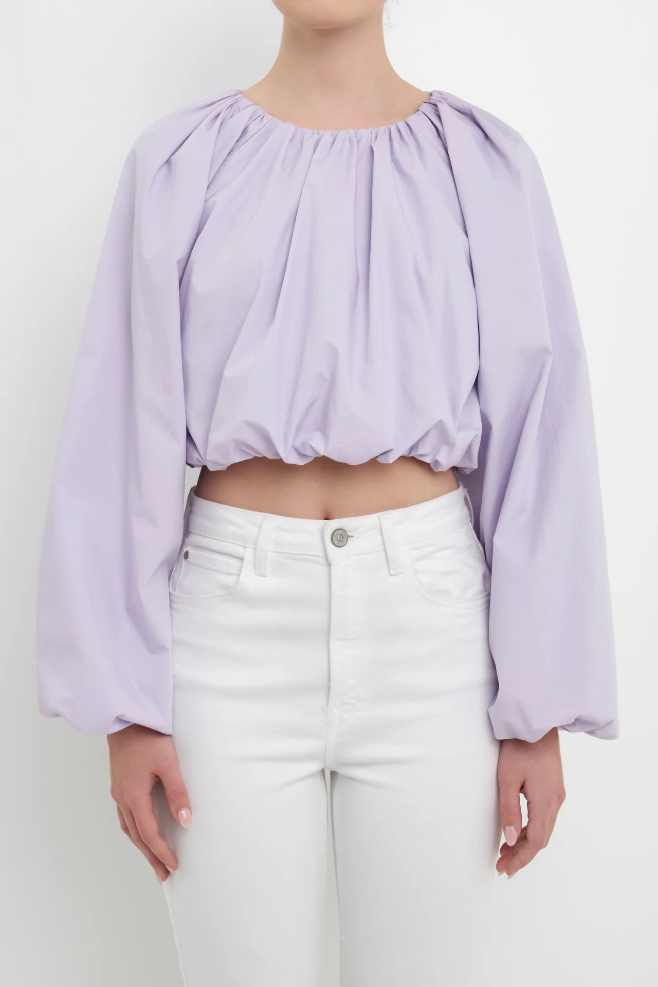 Cropped Blouson Long Sleeve Top - Image 16