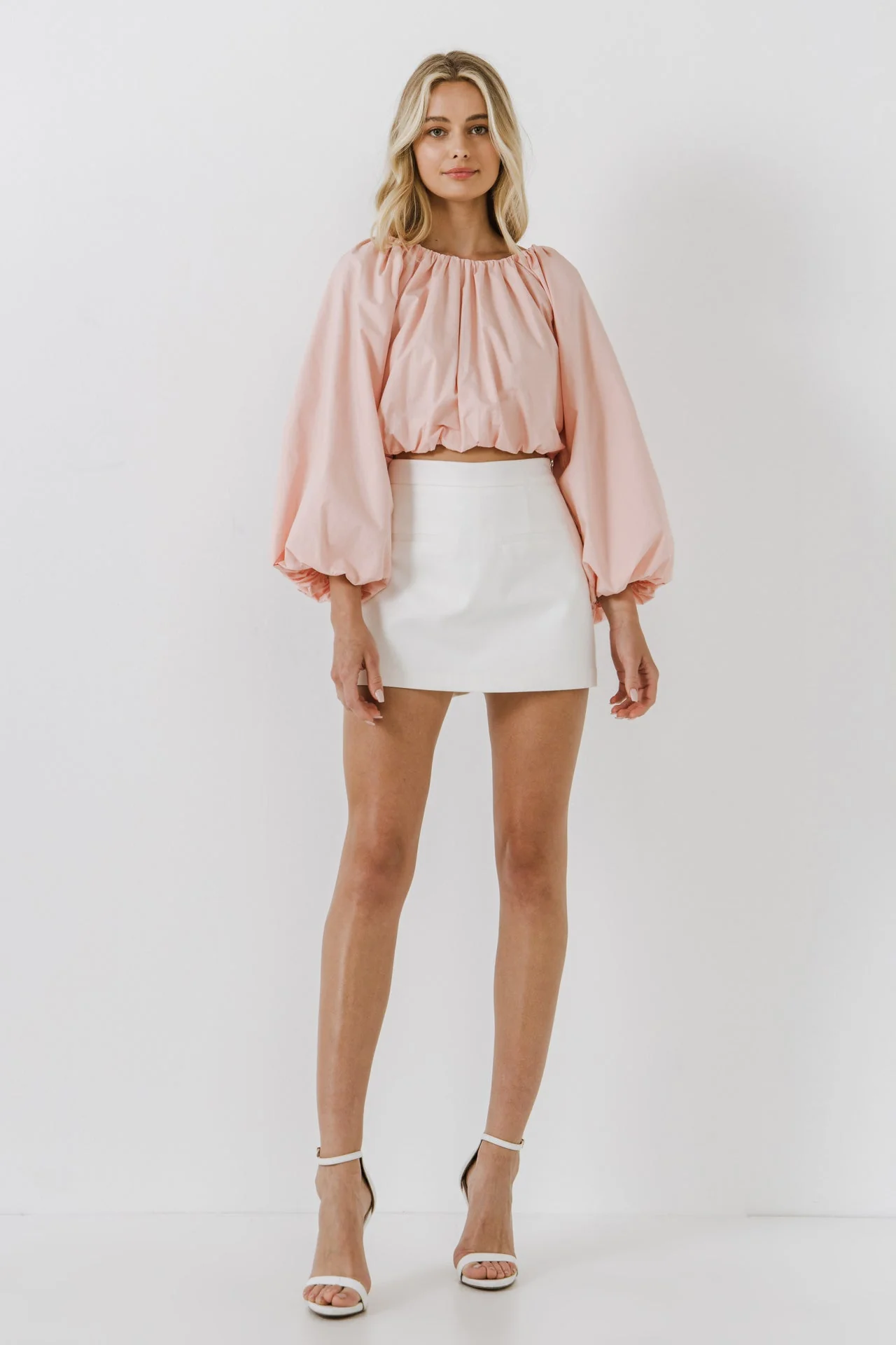 Cropped Blouson Long Sleeve Top - Image 18