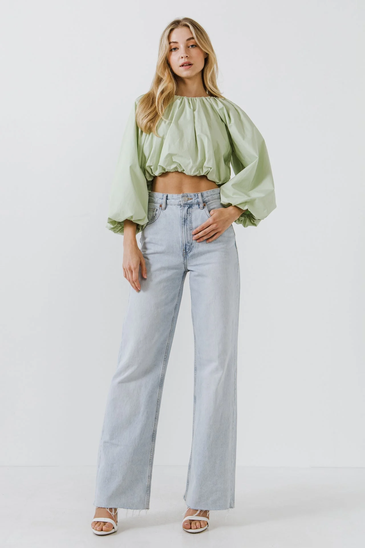 Cropped Blouson Long Sleeve Top - Image 6