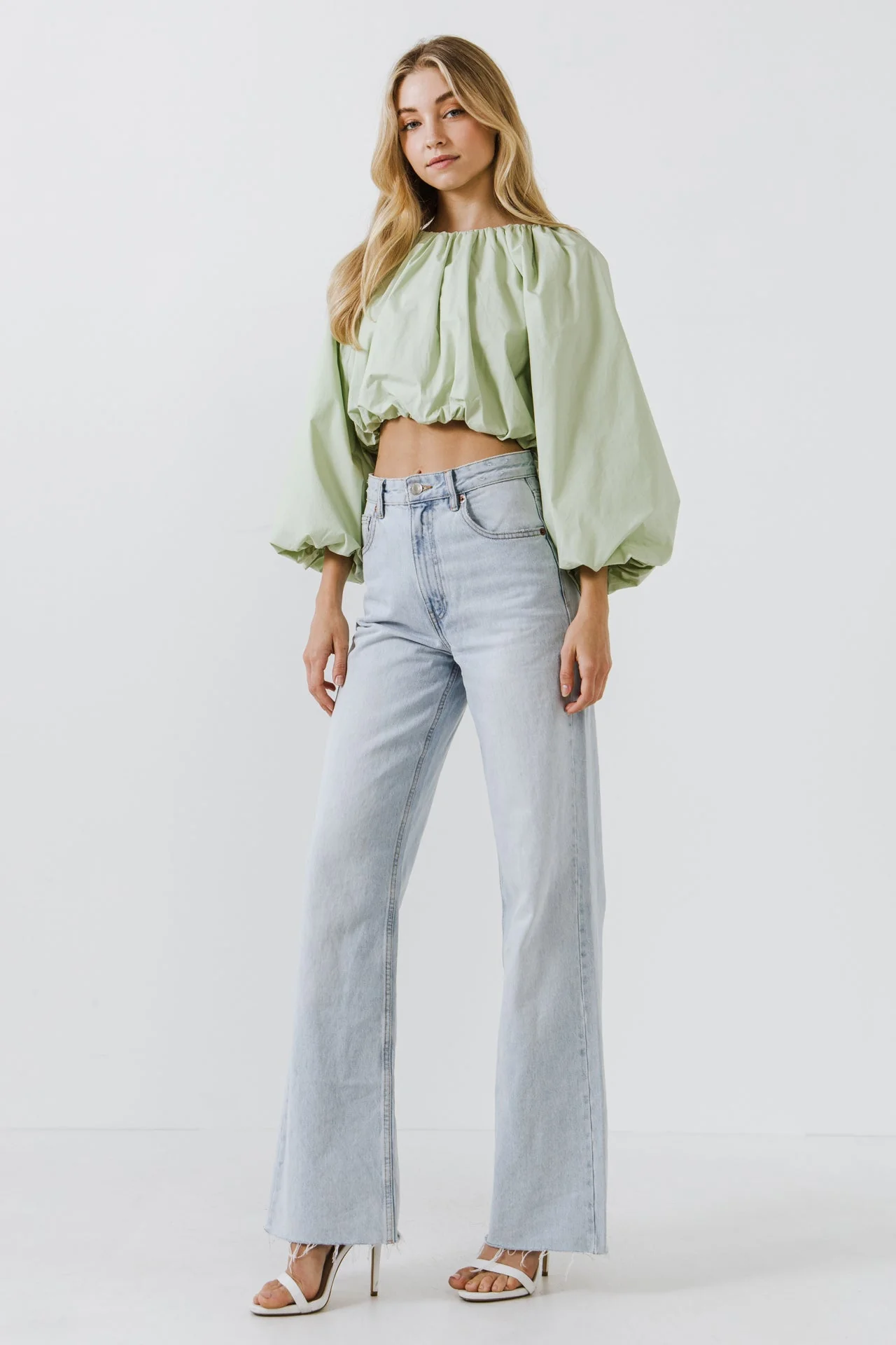 Cropped Blouson Long Sleeve Top - Image 8