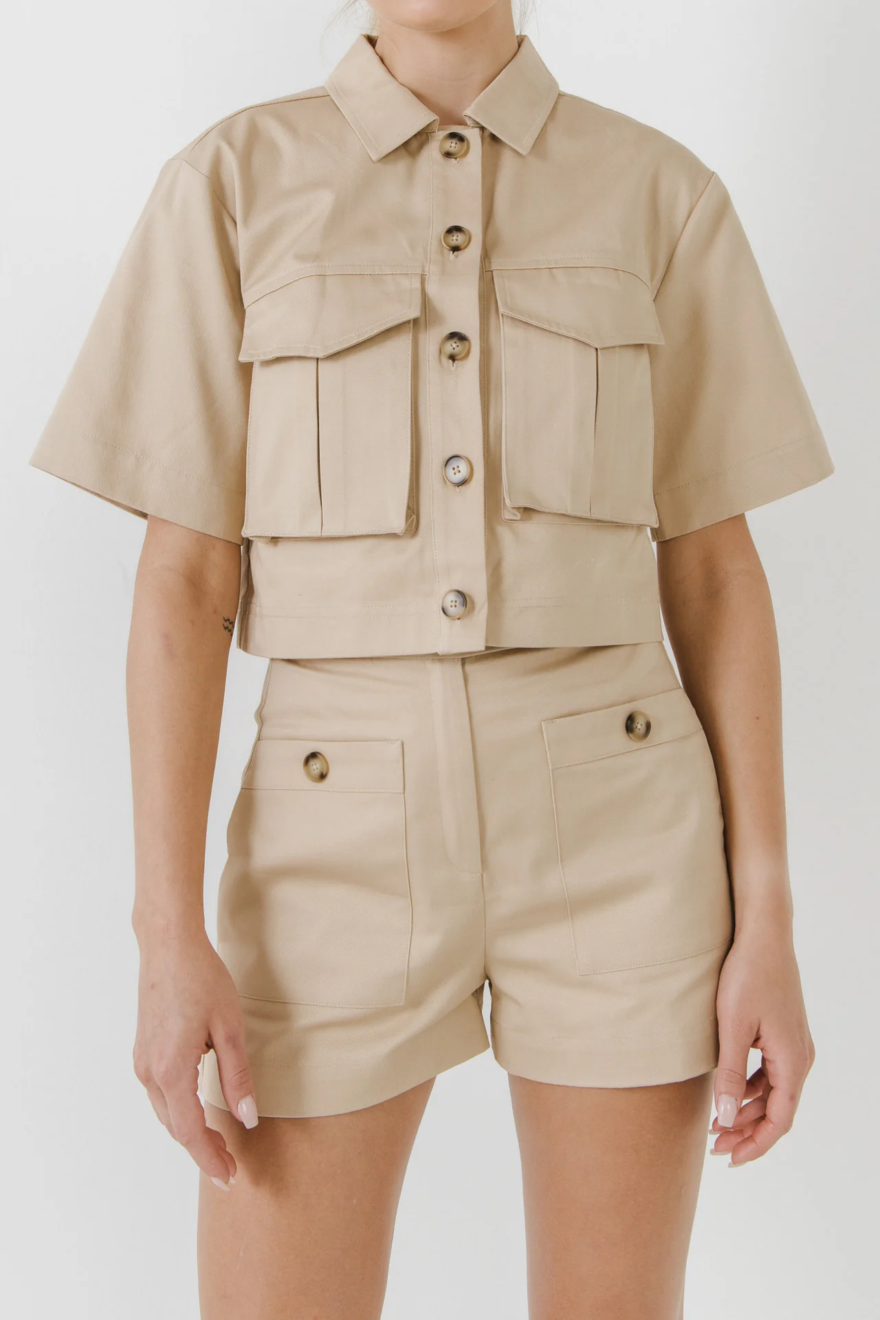 Cropped Cotton Shirts Jacket - Image 2