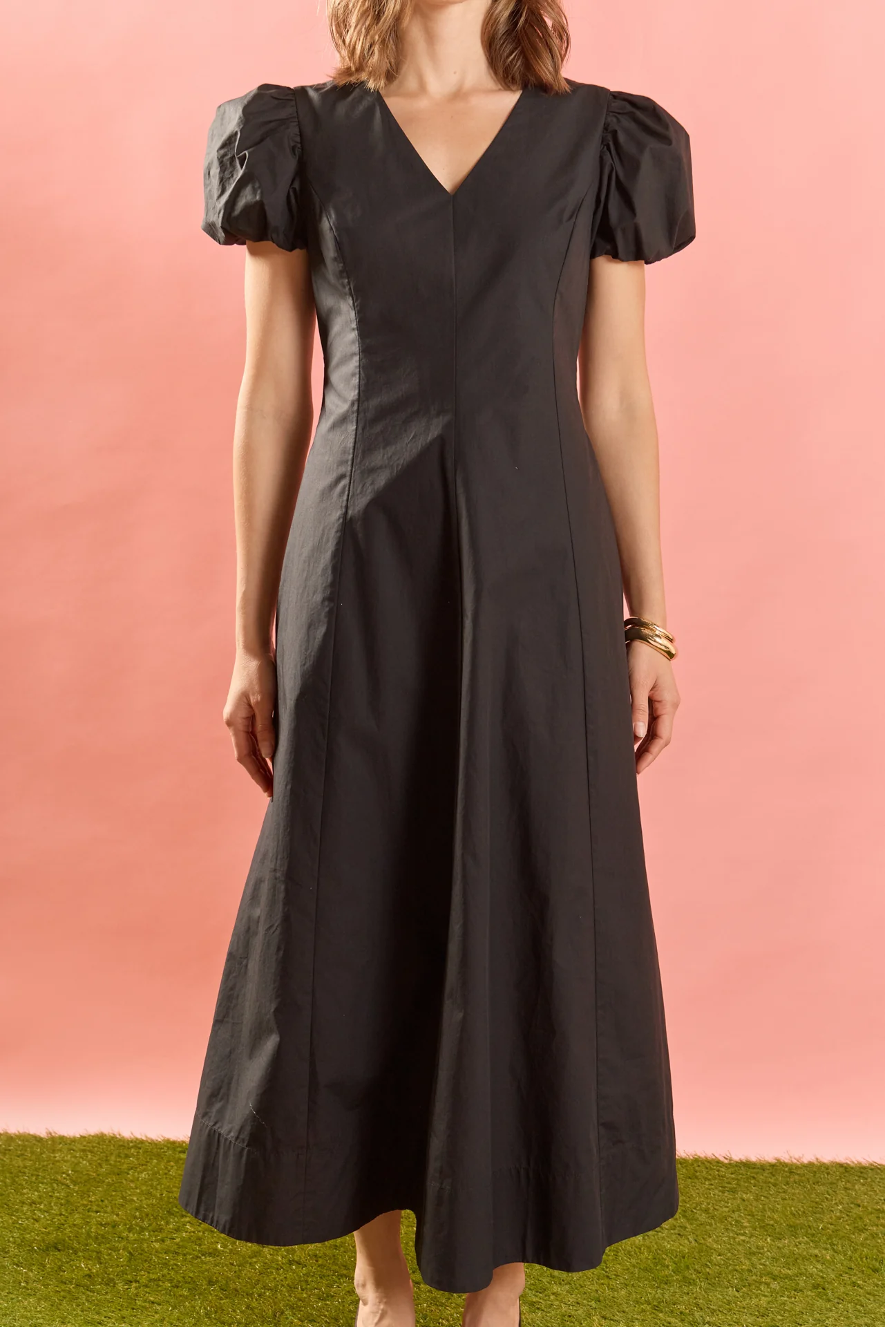 Deep V Neck Midi Dress - Image 2