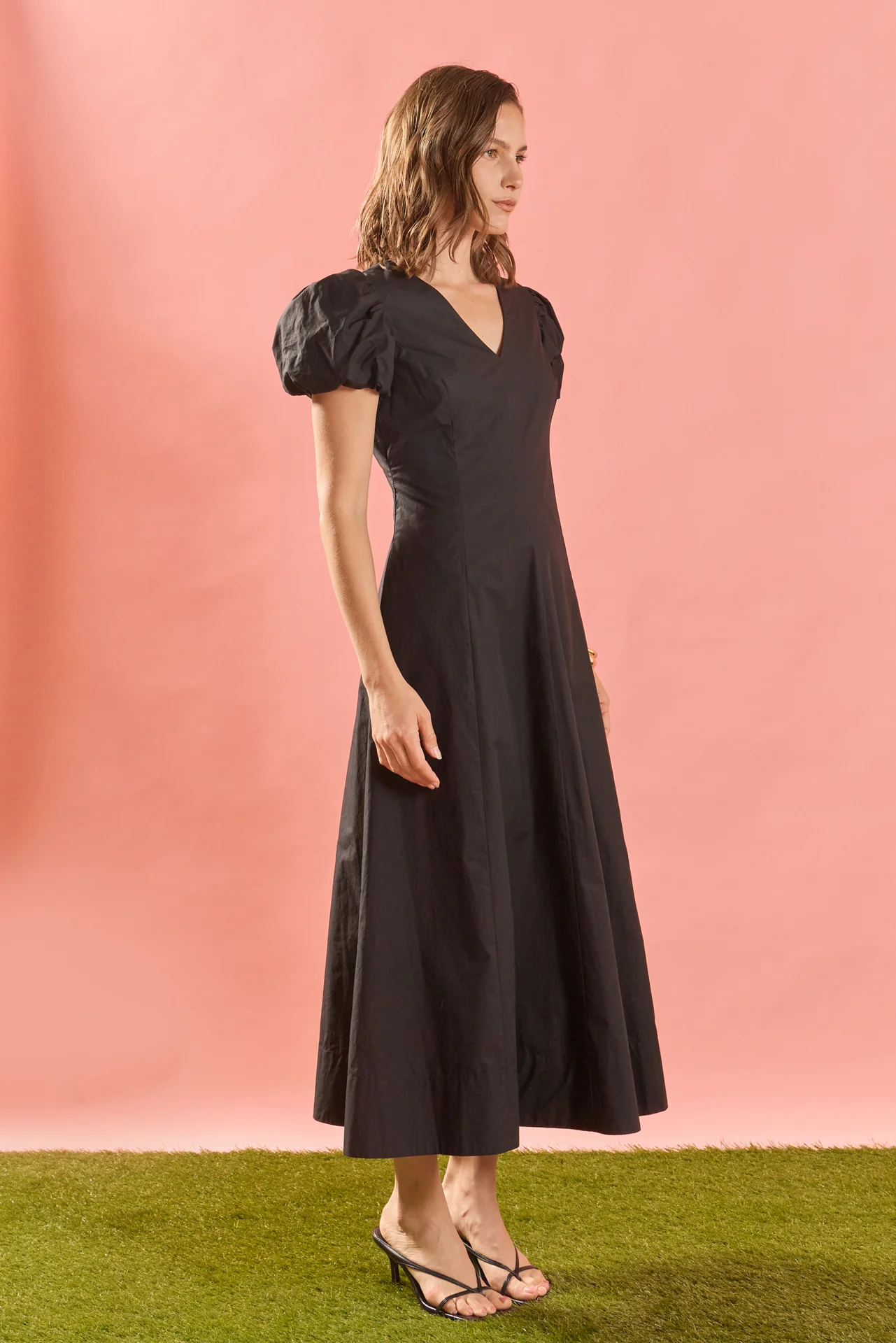 Deep V Neck Midi Dress - Image 4
