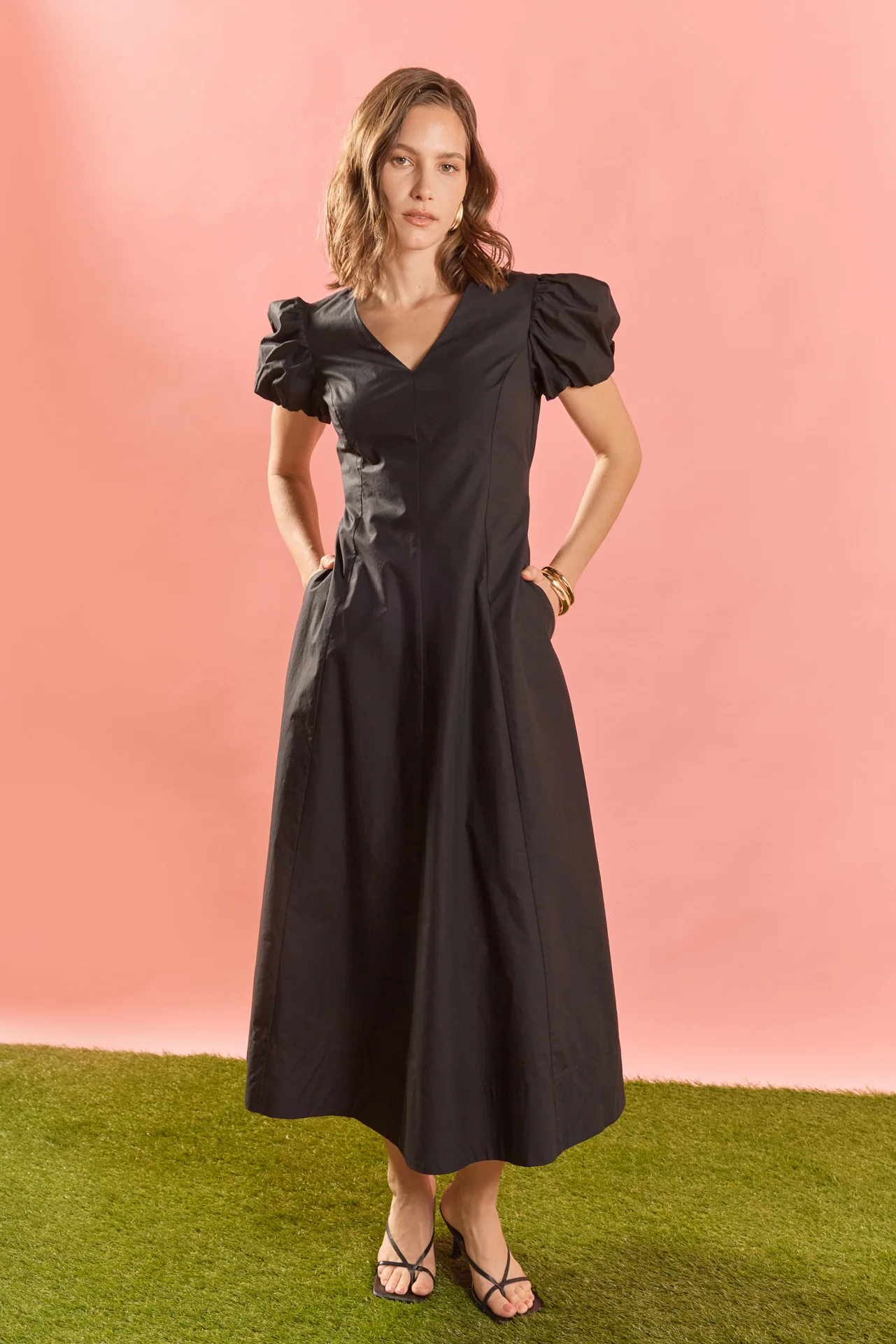 Deep V Neck Midi Dress - Image 6