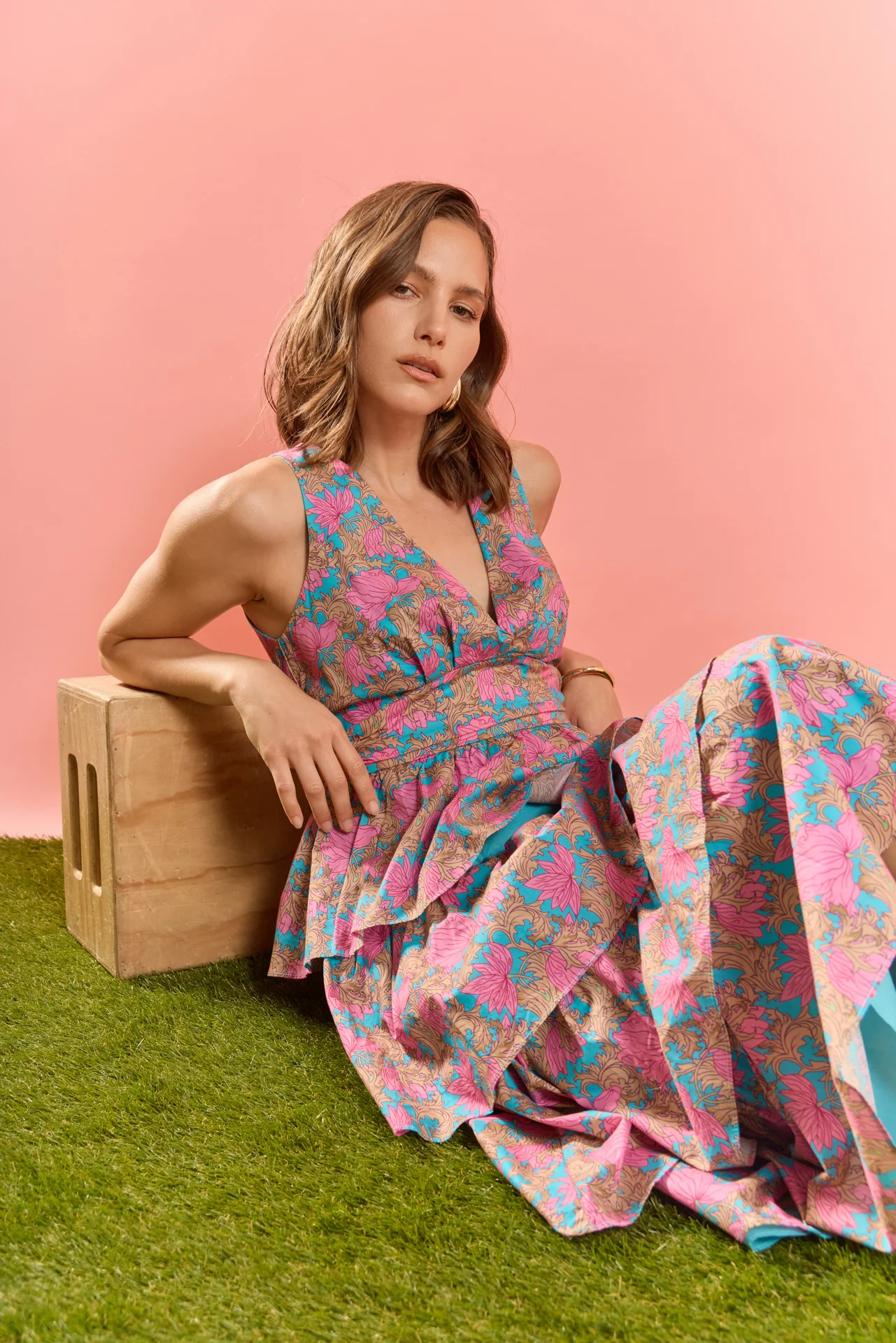 Floral Tiered V-Neck Maxi Dress - Image 5