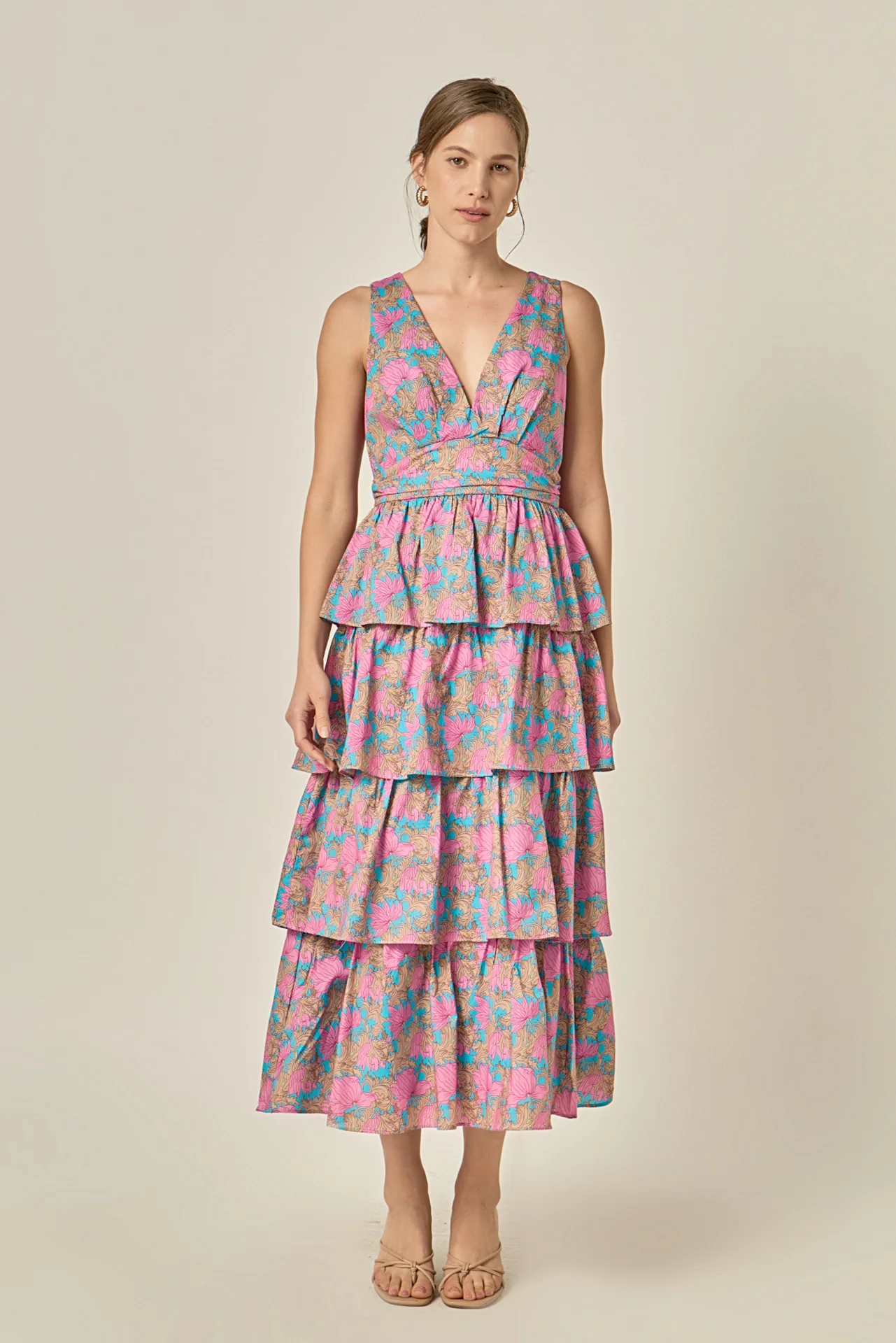 Floral Tiered V-Neck Maxi Dress - Image 6