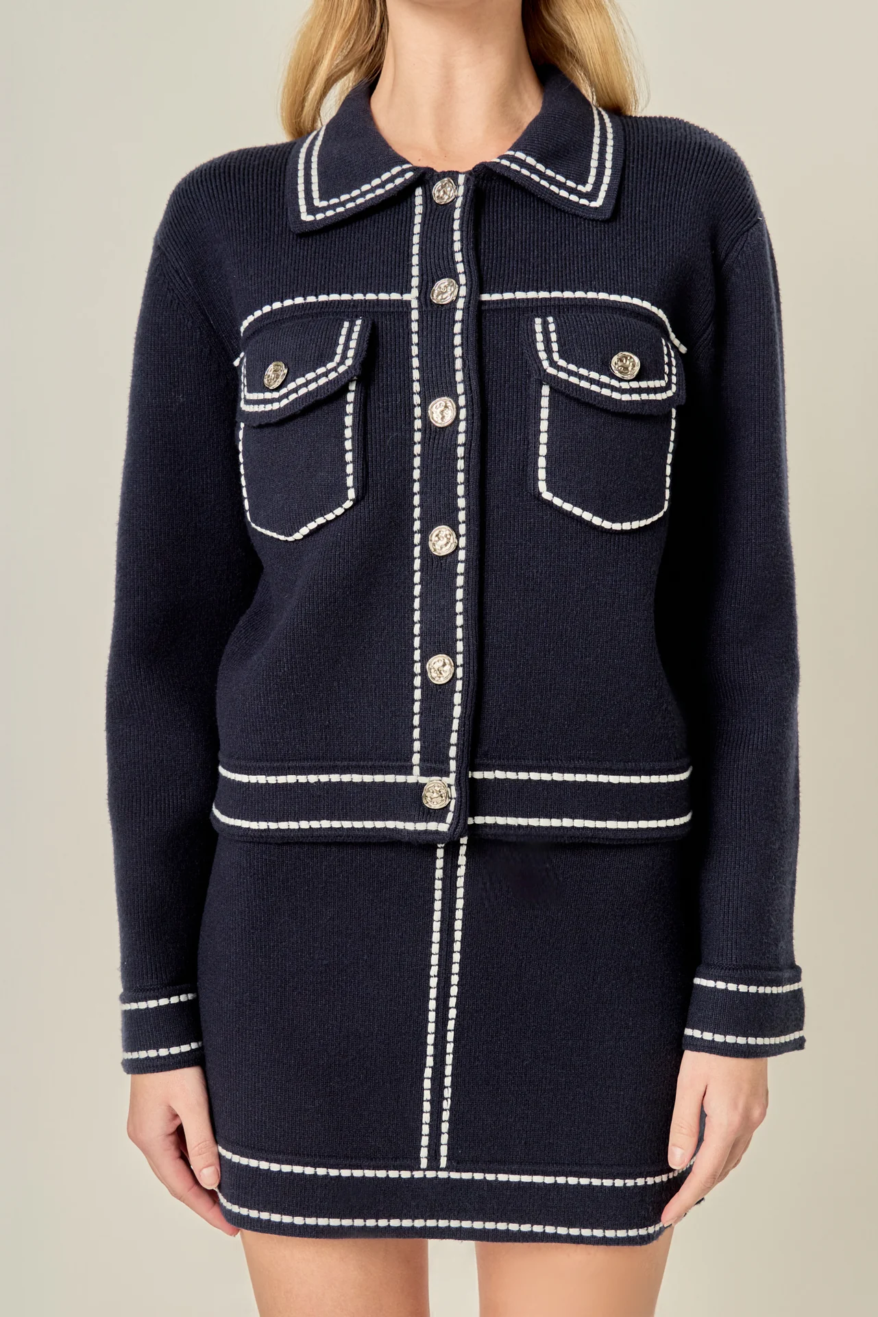 Denim-Look Knit Cardigan - Image 10