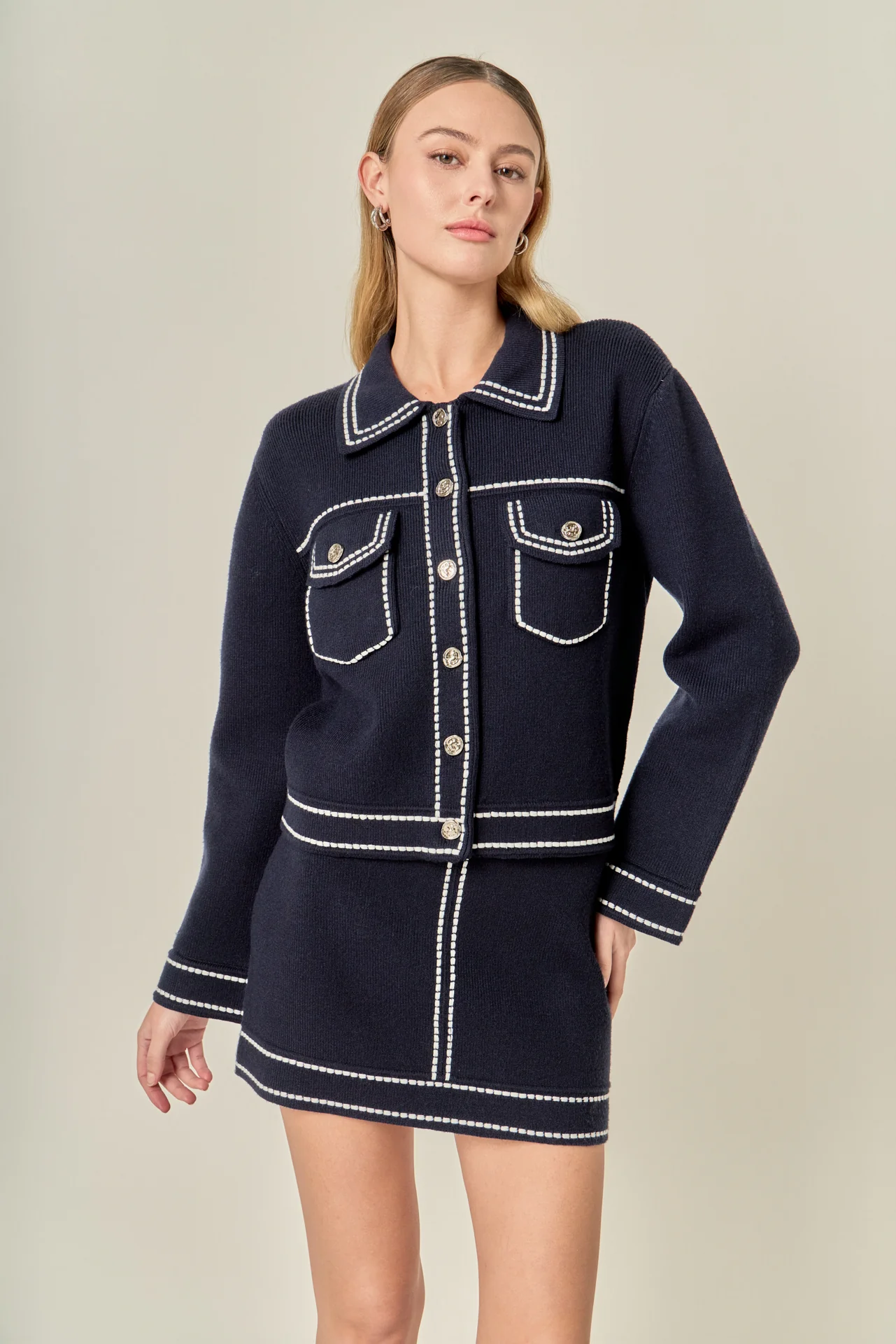 Denim-Look Knit Cardigan - Image 14
