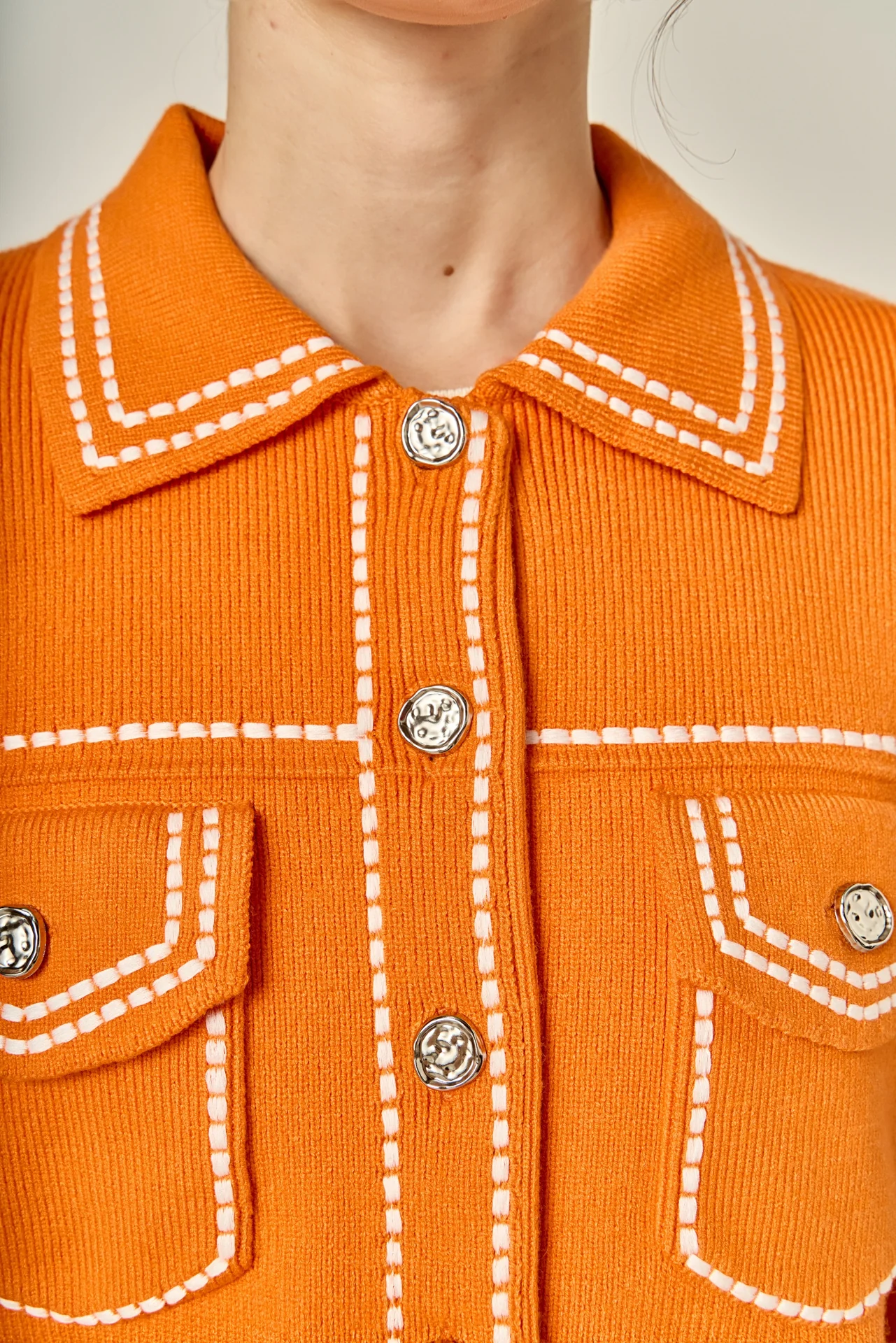 Denim-Look Knit Cardigan - Image 4
