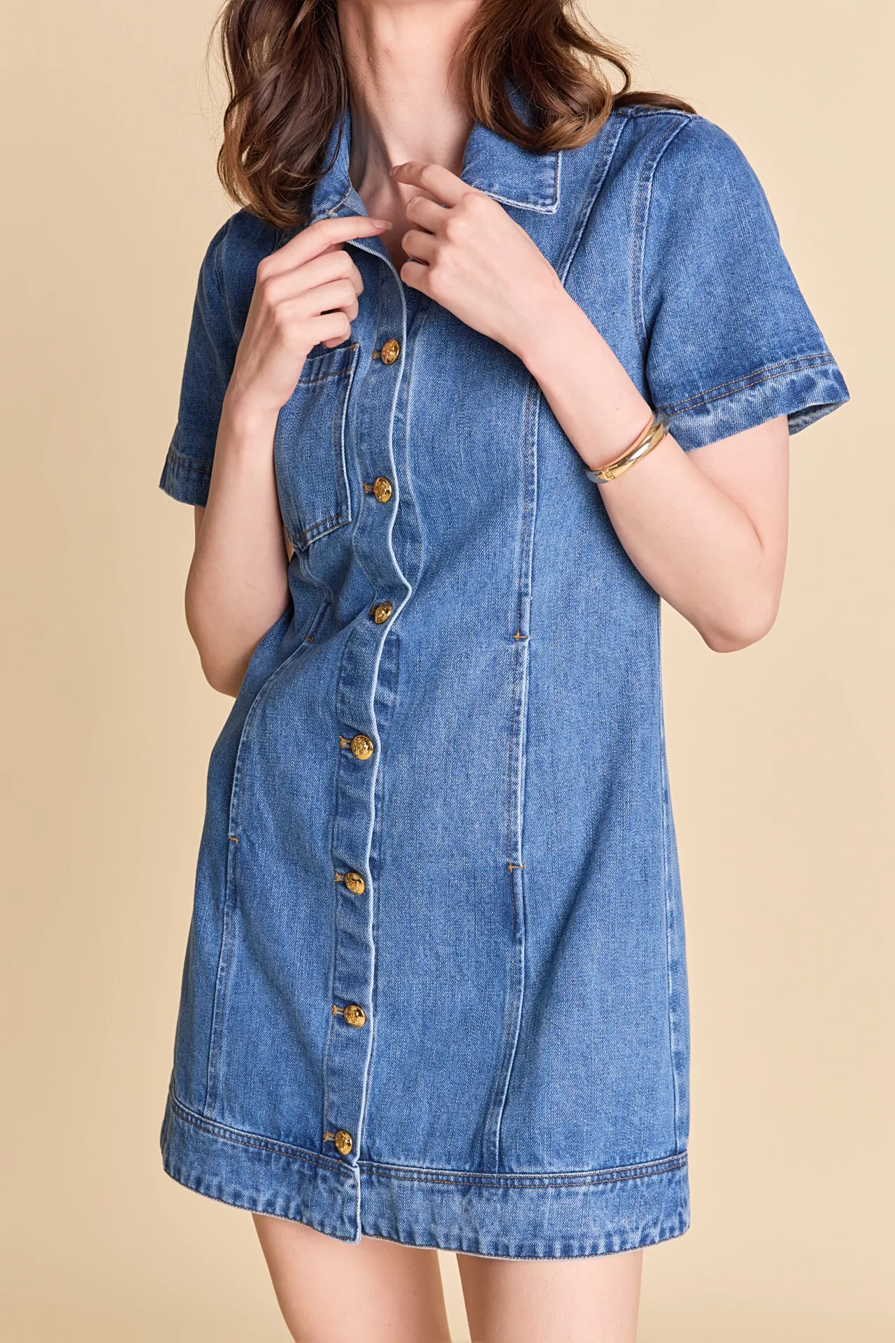 Classic Denim Mini Dress - Image 11