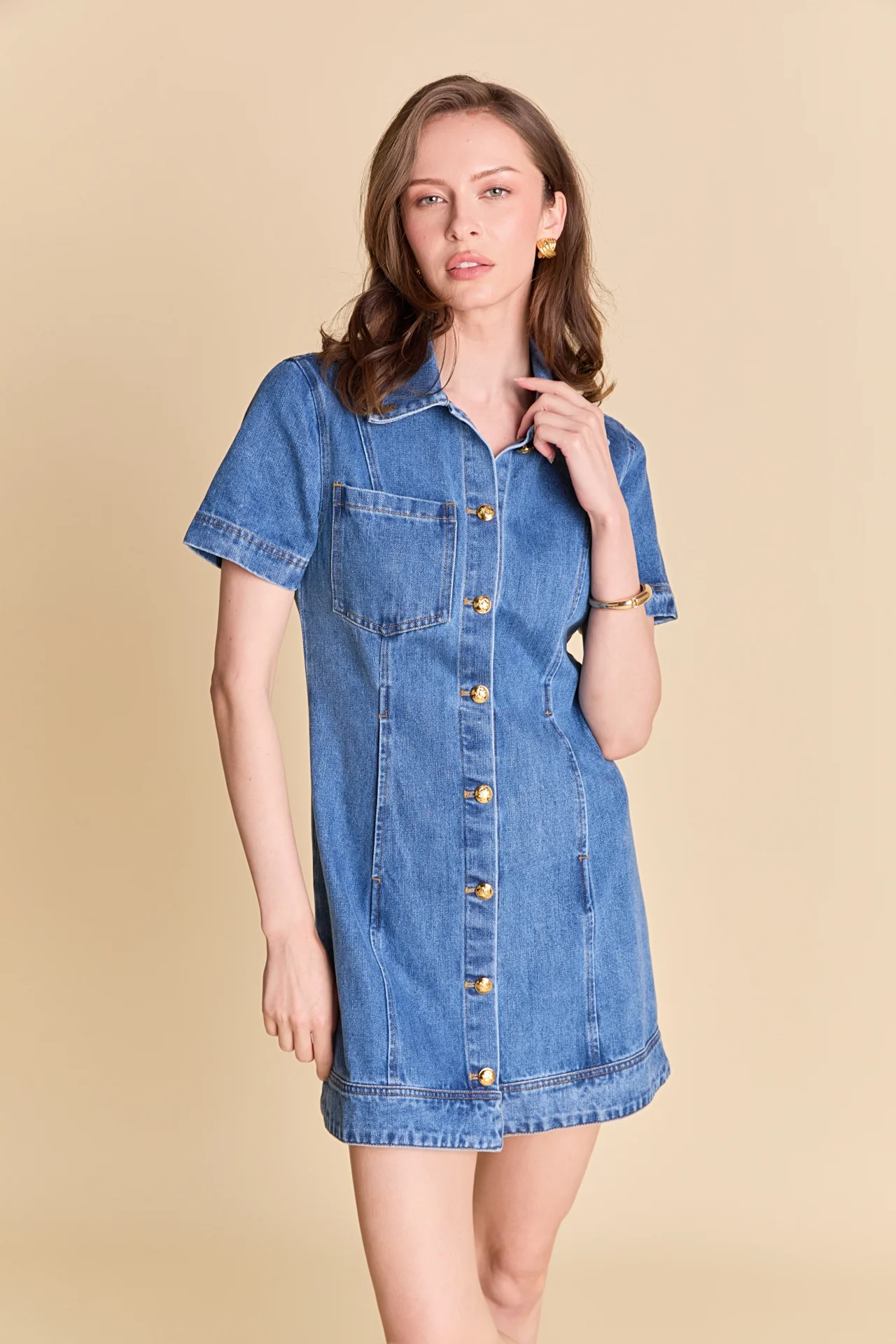 Classic Denim Mini Dress - Image 14