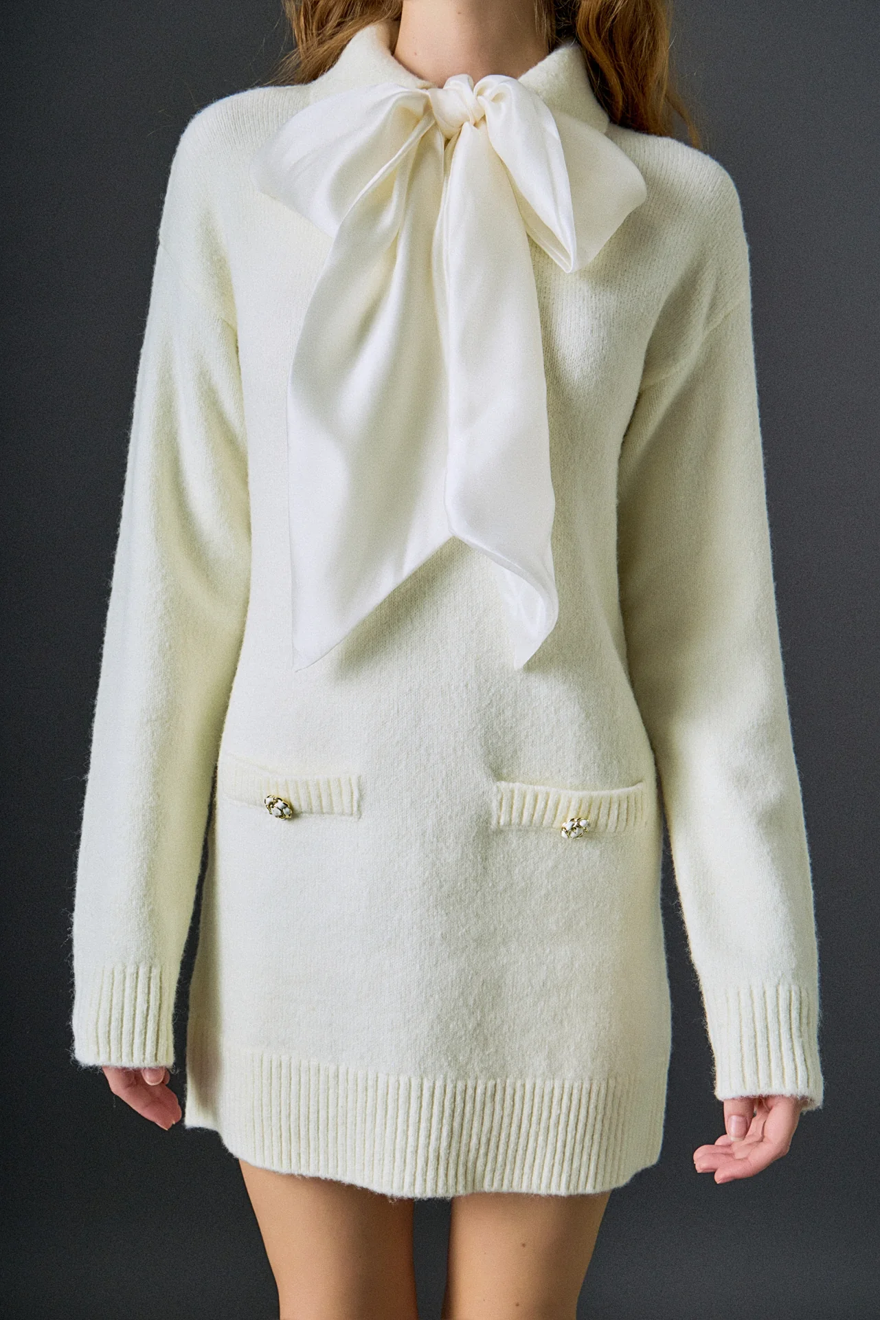 Detachable Bow Knit Dress - Image 2