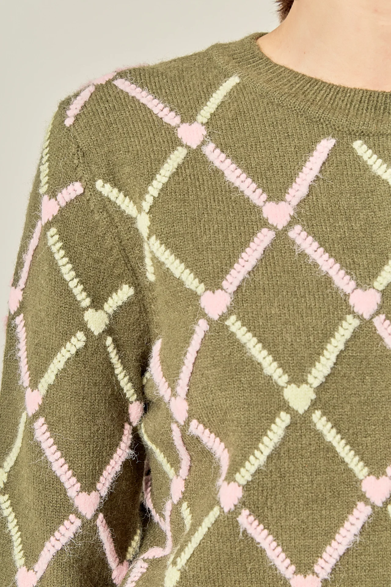 Diamond Heart Pattern Knit Cardigan - Image 3