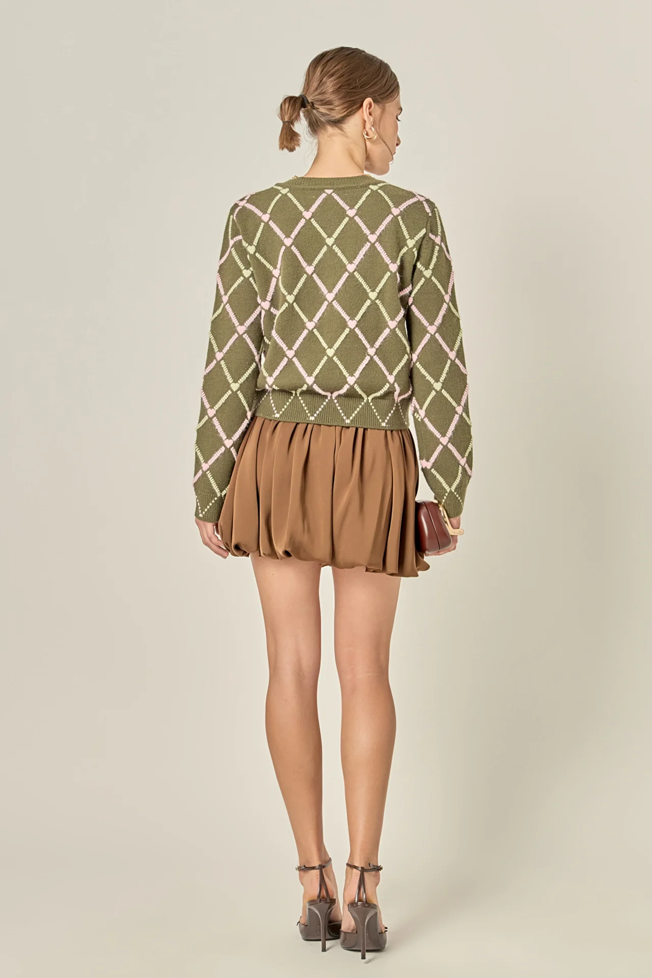 Diamond Heart Pattern Knit Cardigan - Image 5