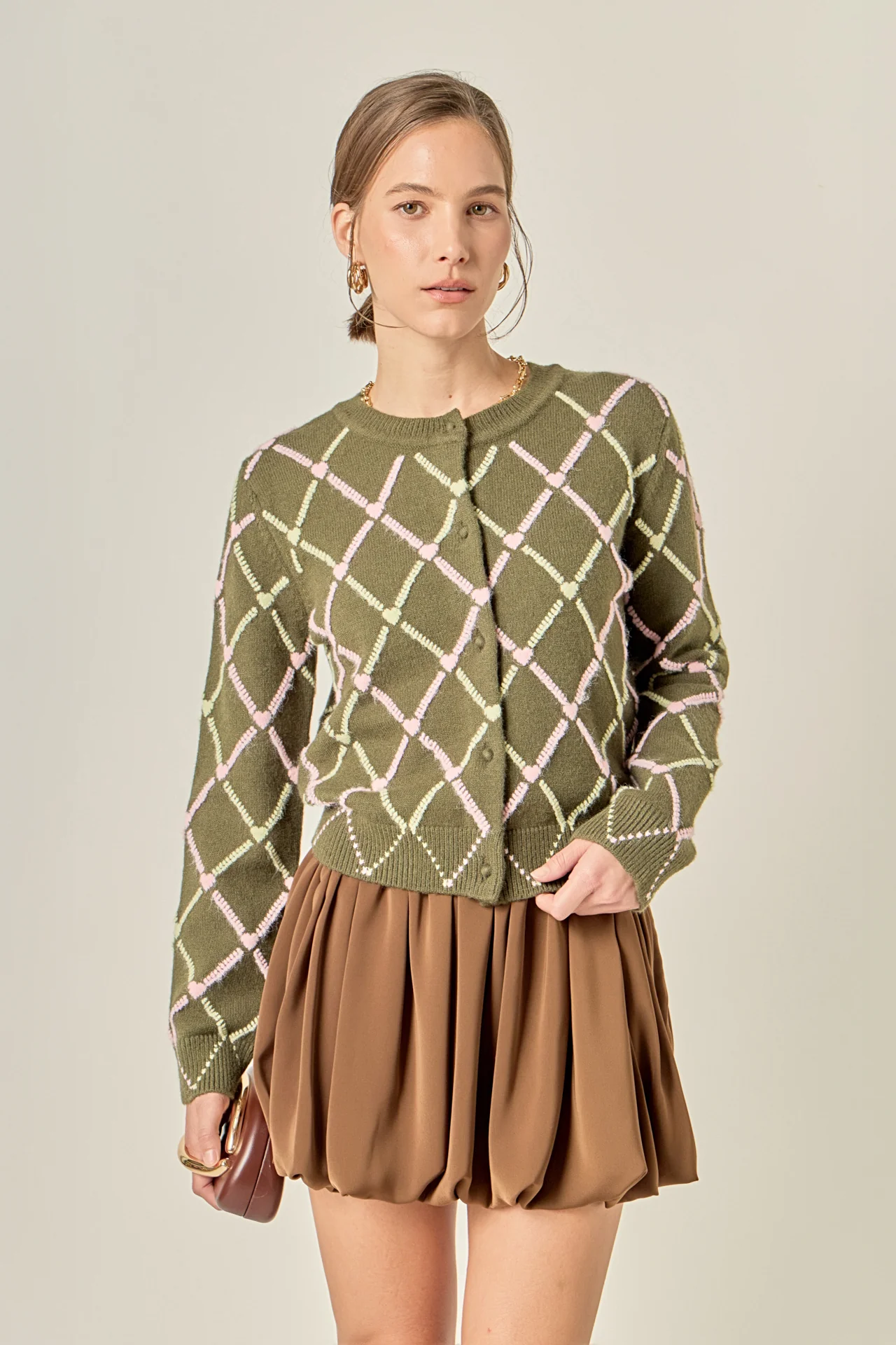 Diamond Heart Pattern Knit Cardigan - Image 6