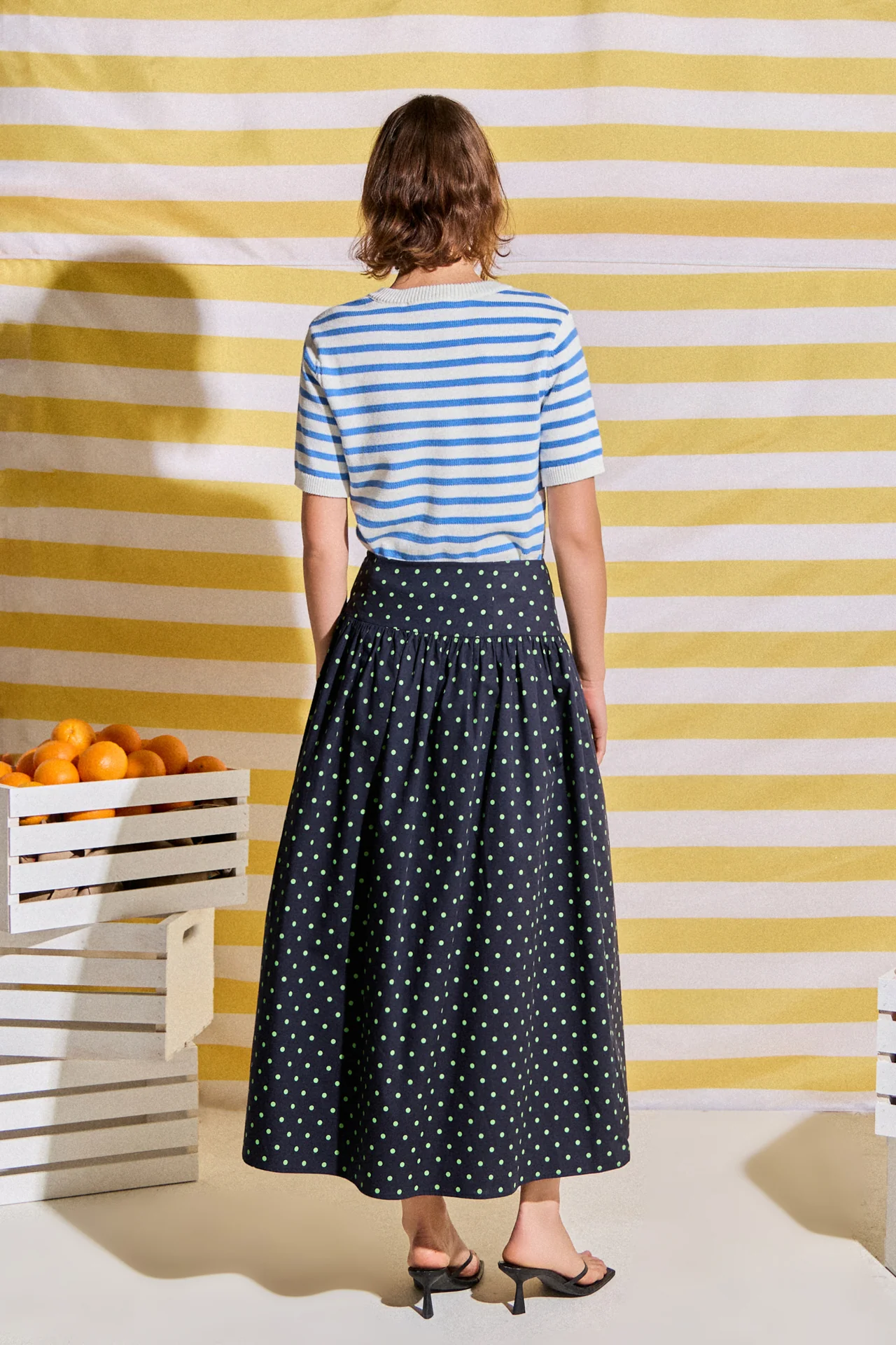 Polka Dot High-Waisted Midi Skirt - Image 4