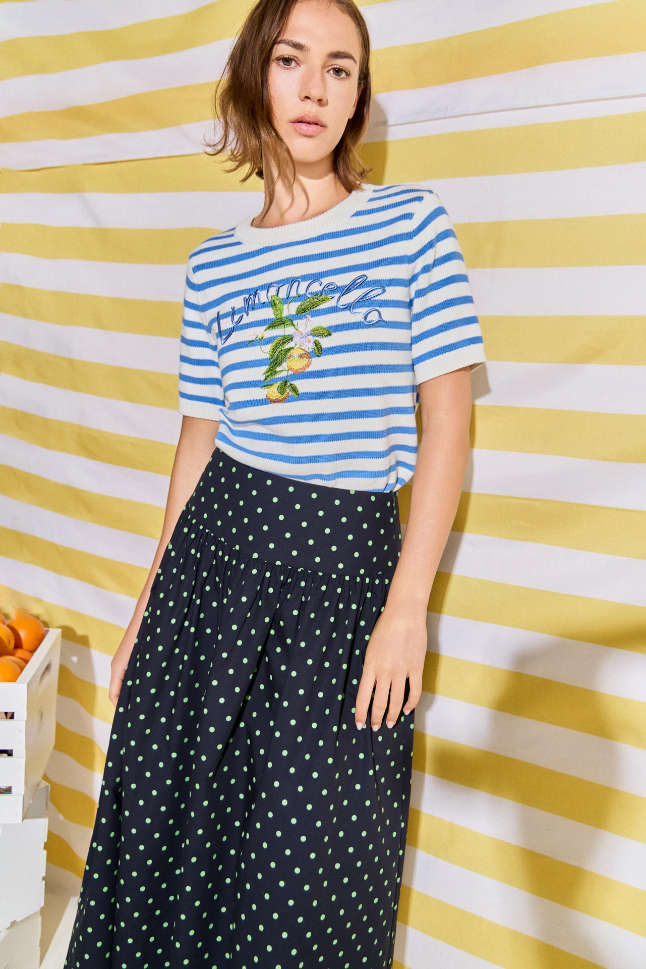 Polka Dot High-Waisted Midi Skirt - Image 5