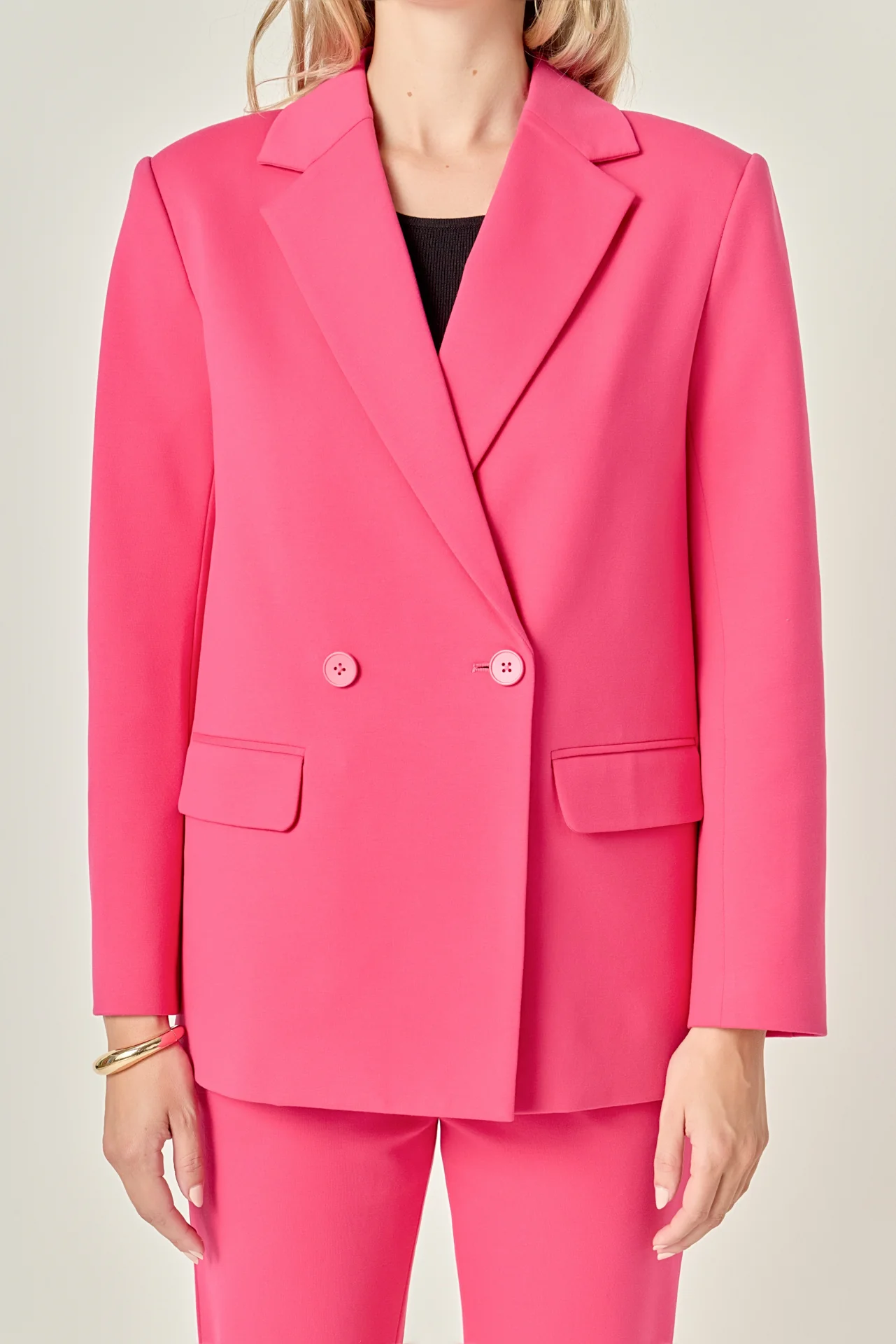 Double-breasted Knit Blazer - Image 2