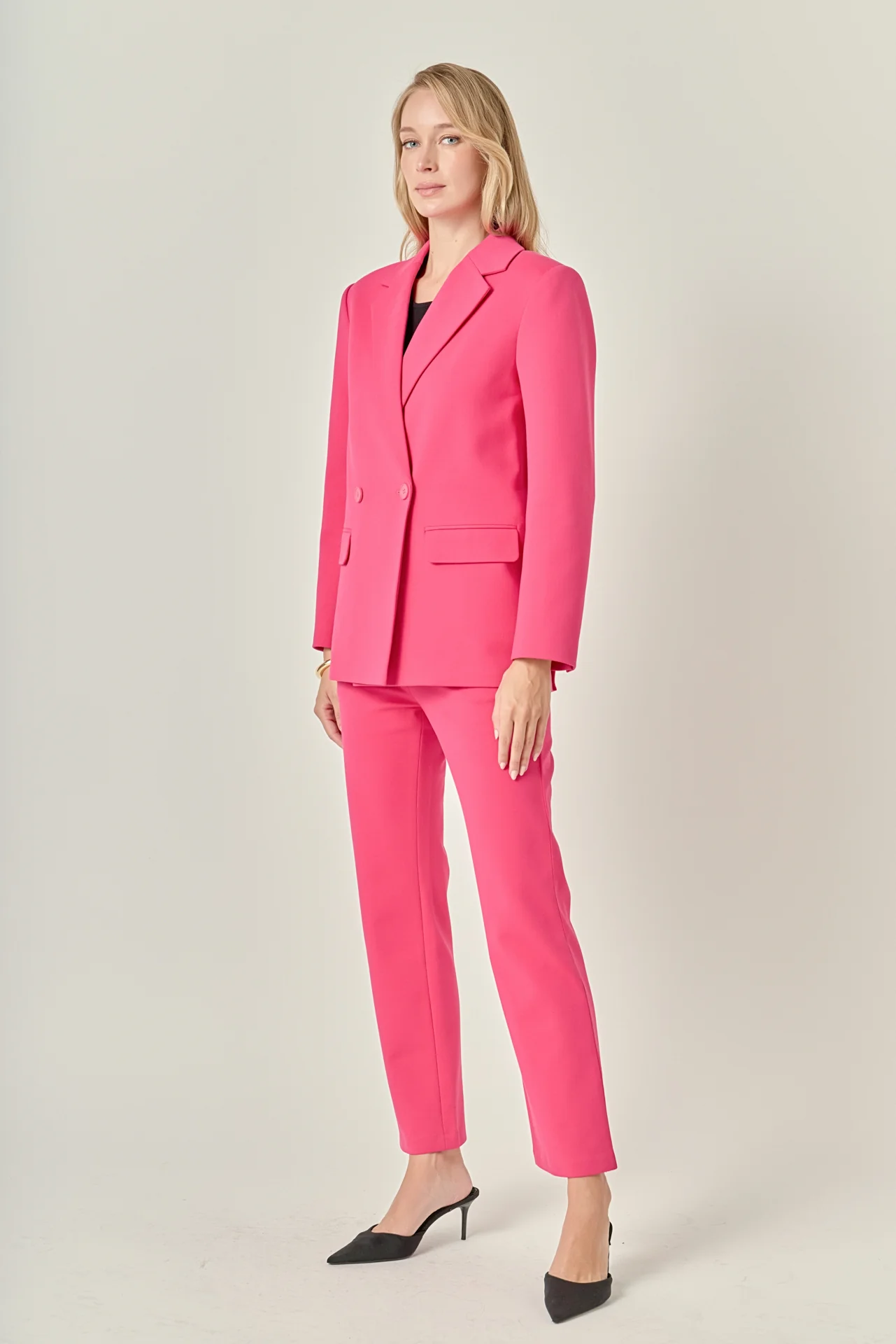 Double-breasted Knit Blazer - Image 3