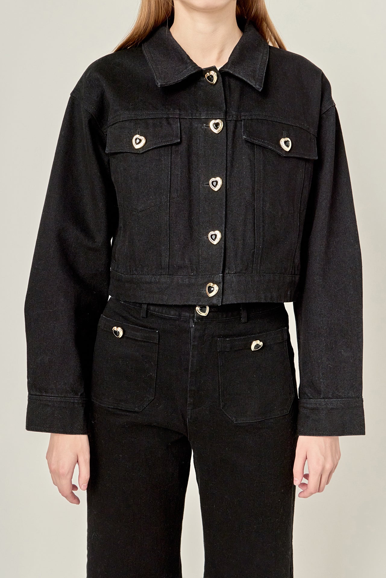 Heart Button Cropped Jacket - Image 2