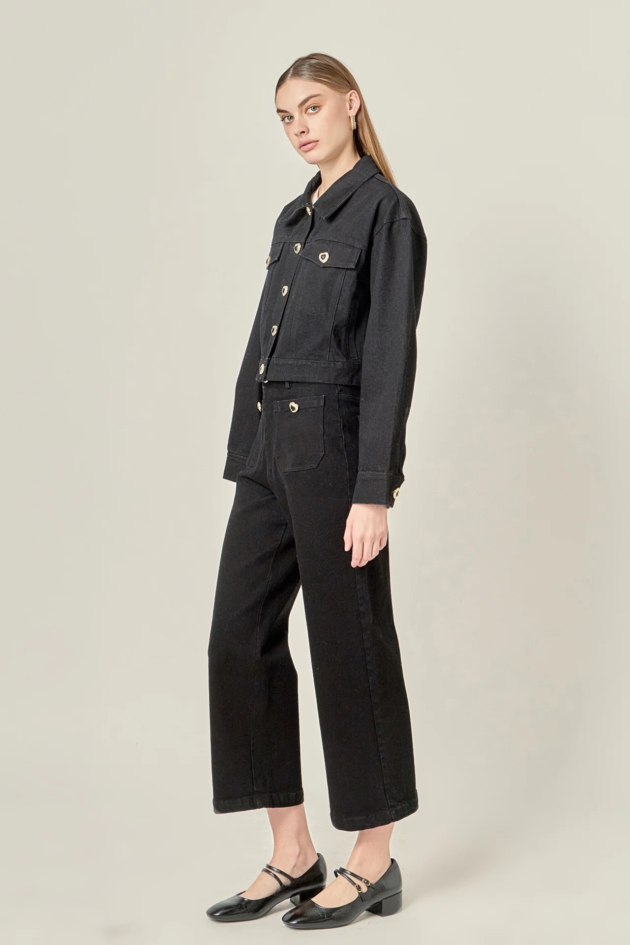 Heart Button Cropped Jacket - Image 4