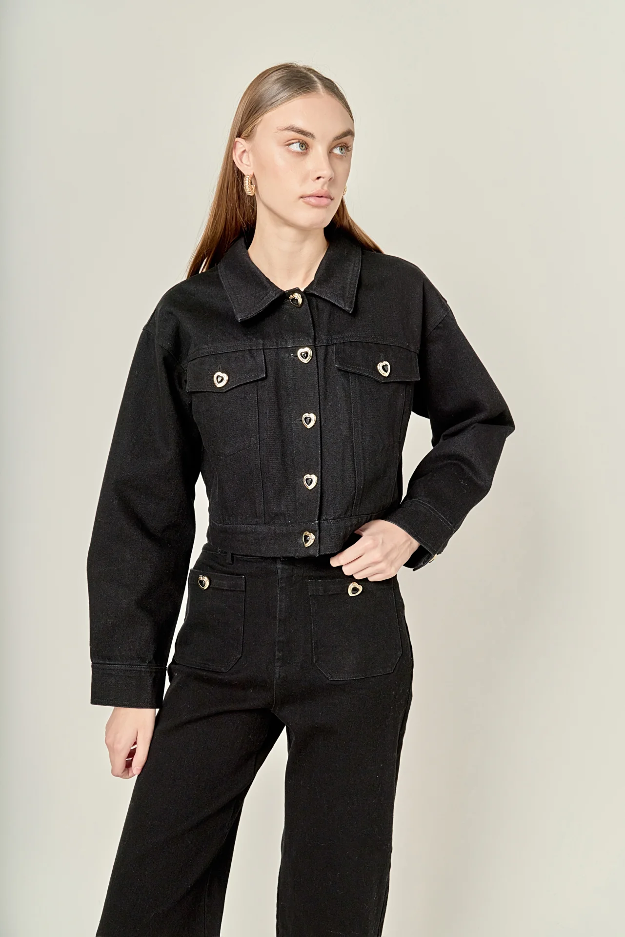 Heart Button Cropped Jacket - Image 6