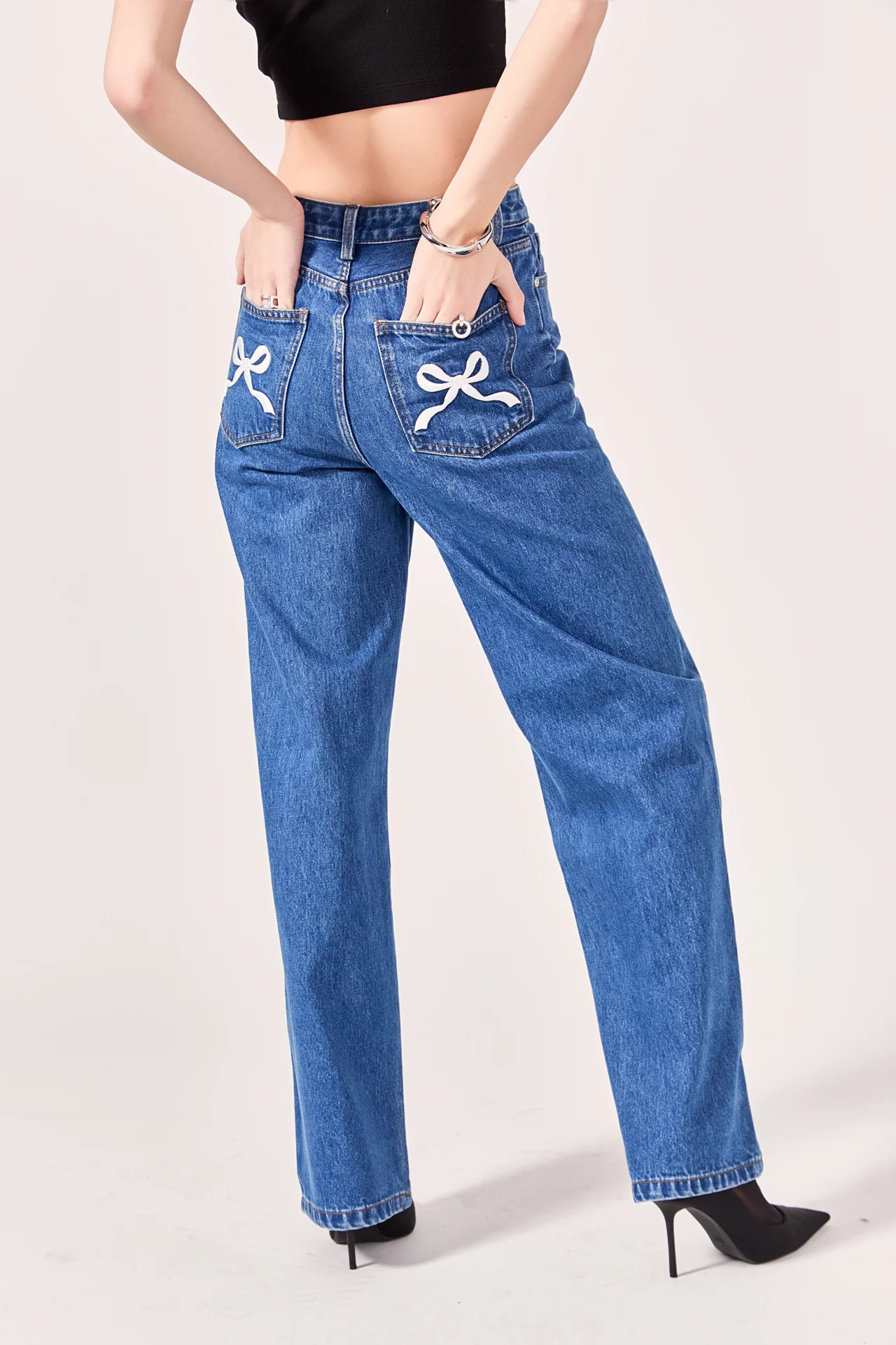 Embroidered Bow Denim - Image 5