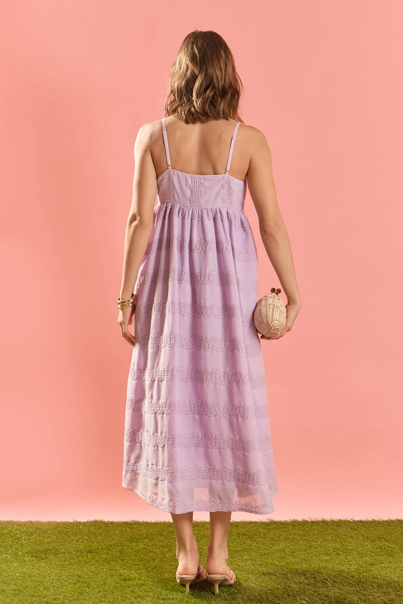 Embroidered Chiffon Sleeveless Midi Dress - Image 5