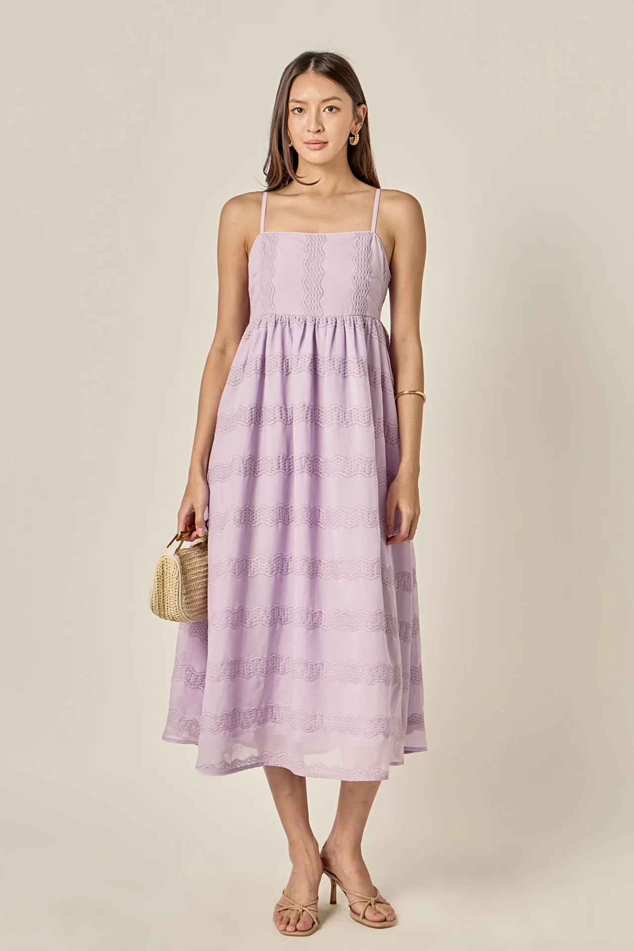 Embroidered Chiffon Sleeveless Midi Dress - Image 7