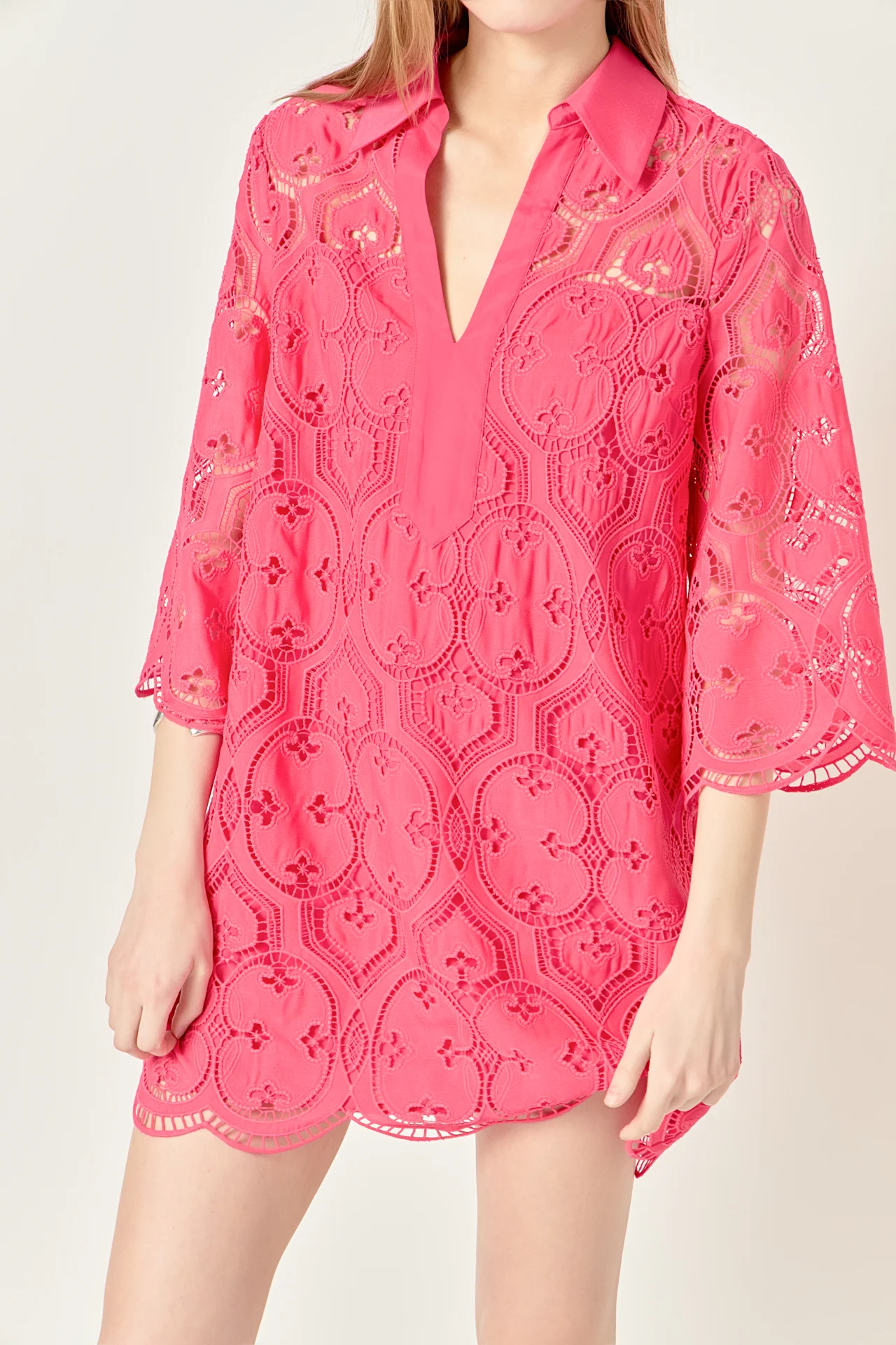 Embroidered Collar Mini Dress - Image 2