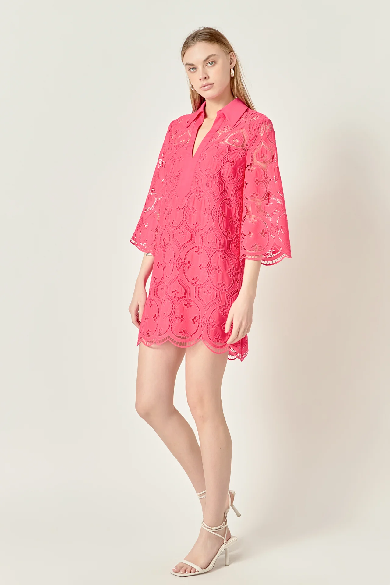 Embroidered Collar Mini Dress - Image 3
