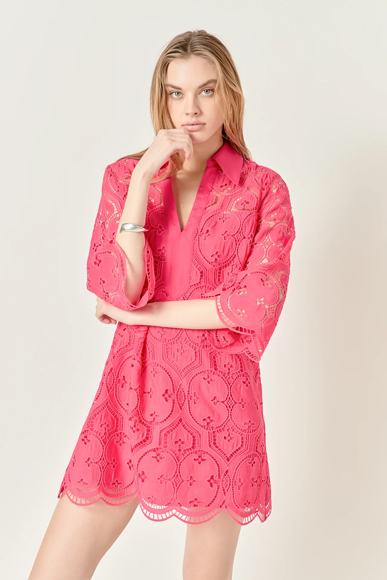 Embroidered Collar Mini Dress - Image 5