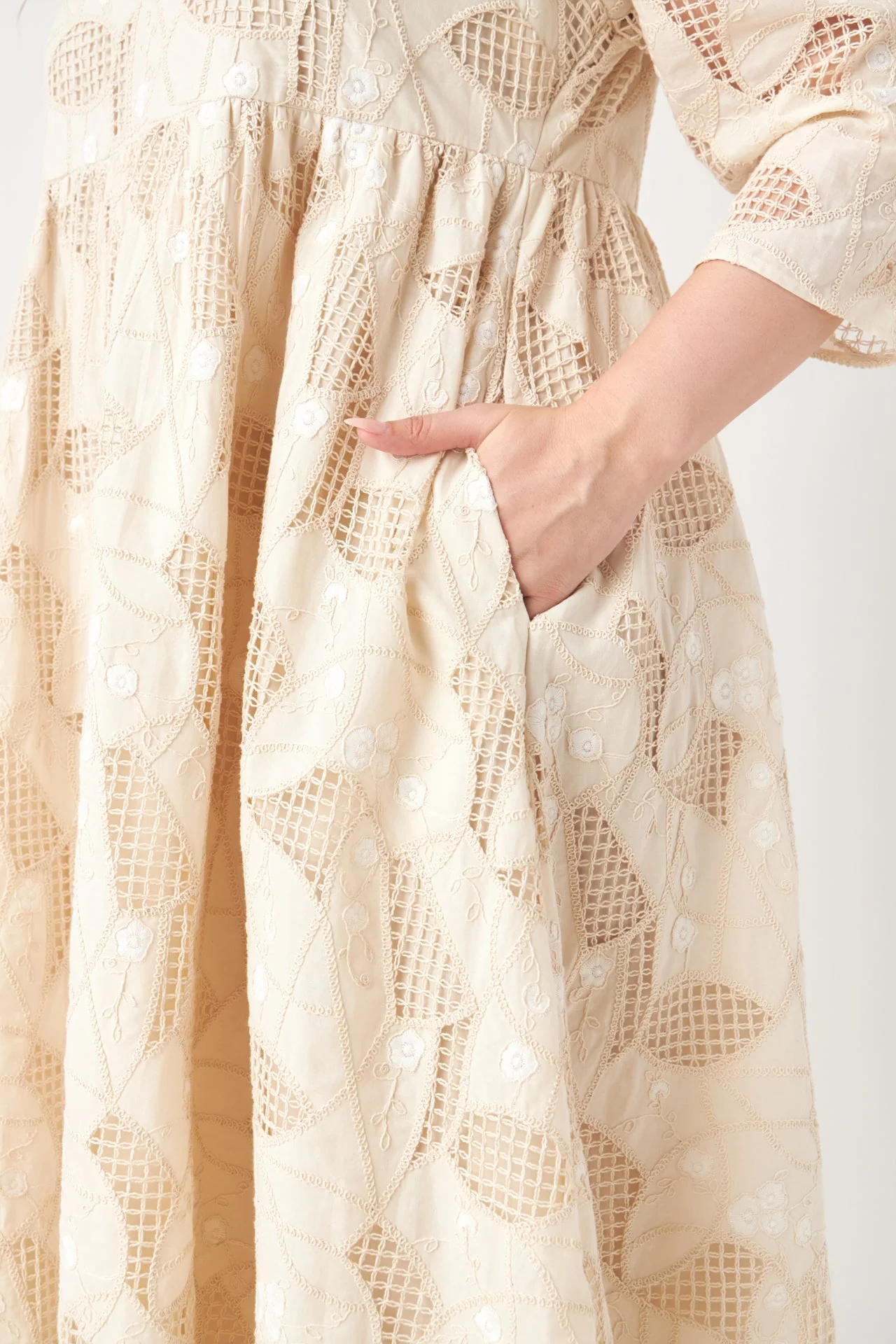 Embroidered Lace Midi Dress - Image 2