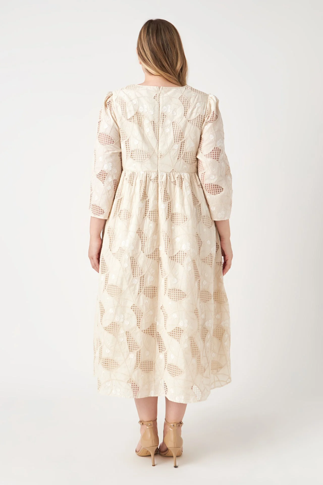 Embroidered Lace Midi Dress - Image 4