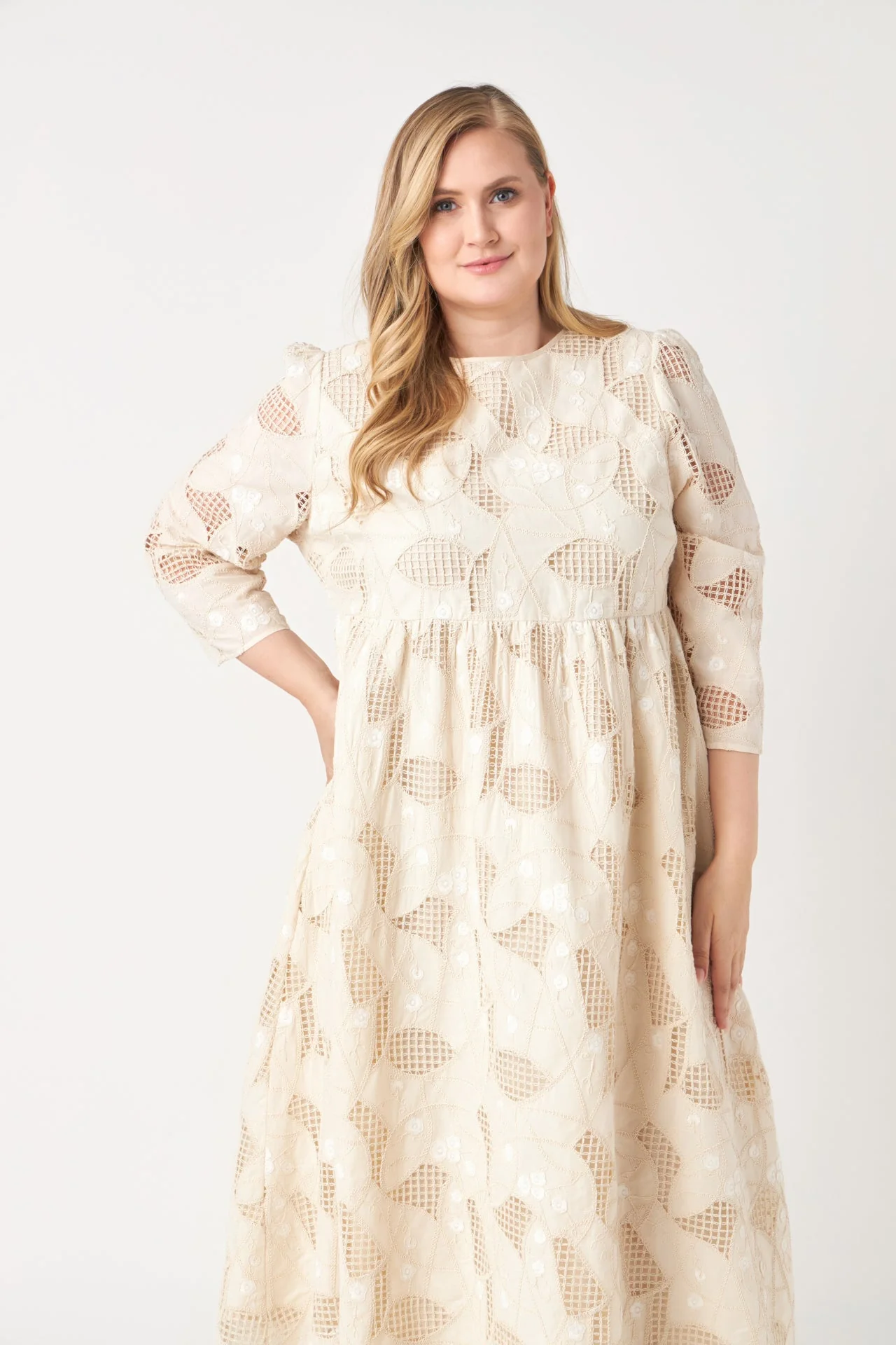 Embroidered Lace Midi Dress - Image 5