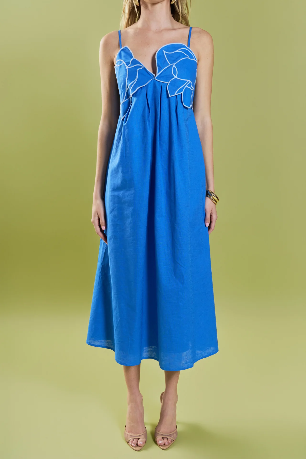 Floral Applique Pleated Midi Dress - Image 2