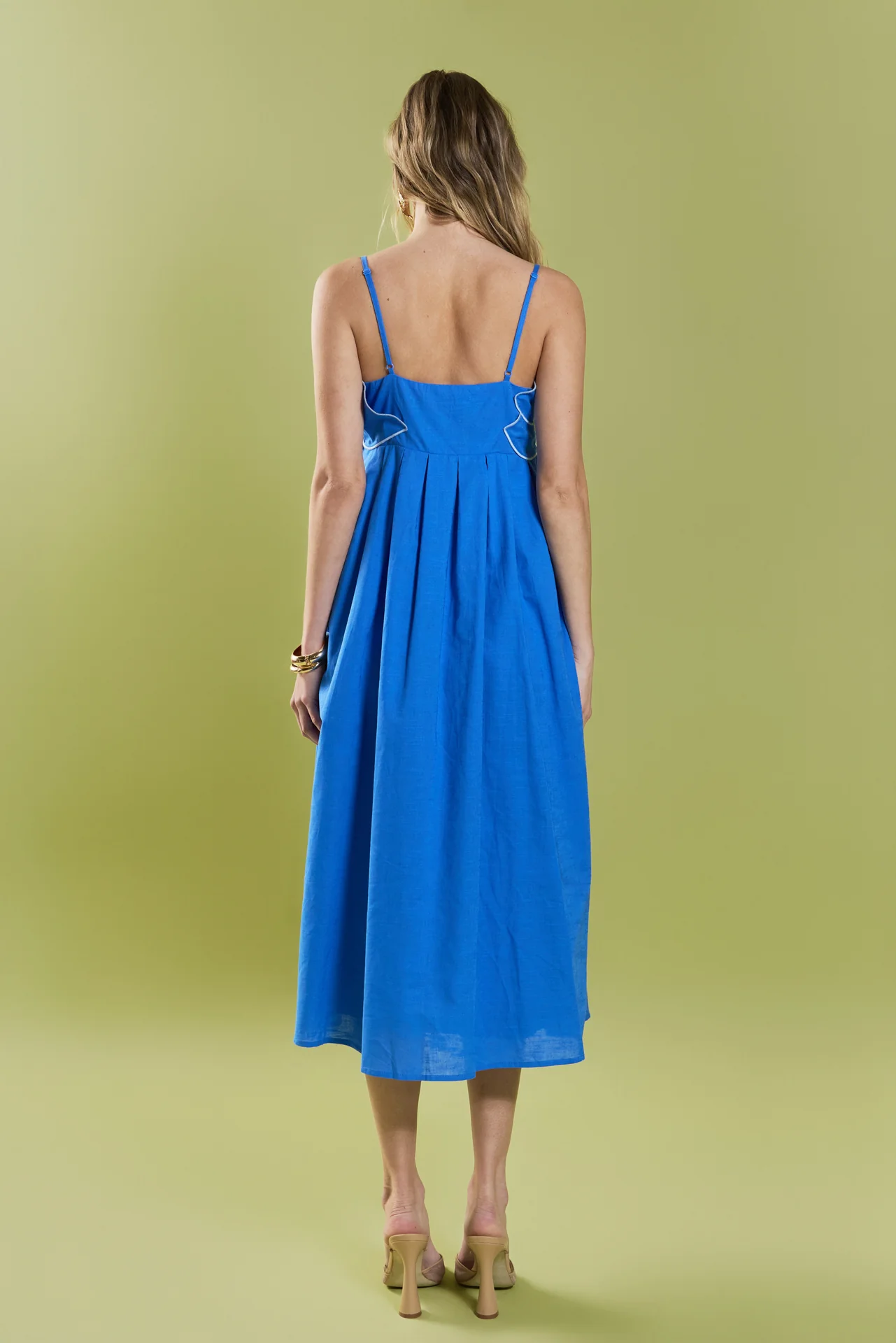 Floral Applique Pleated Midi Dress - Image 4