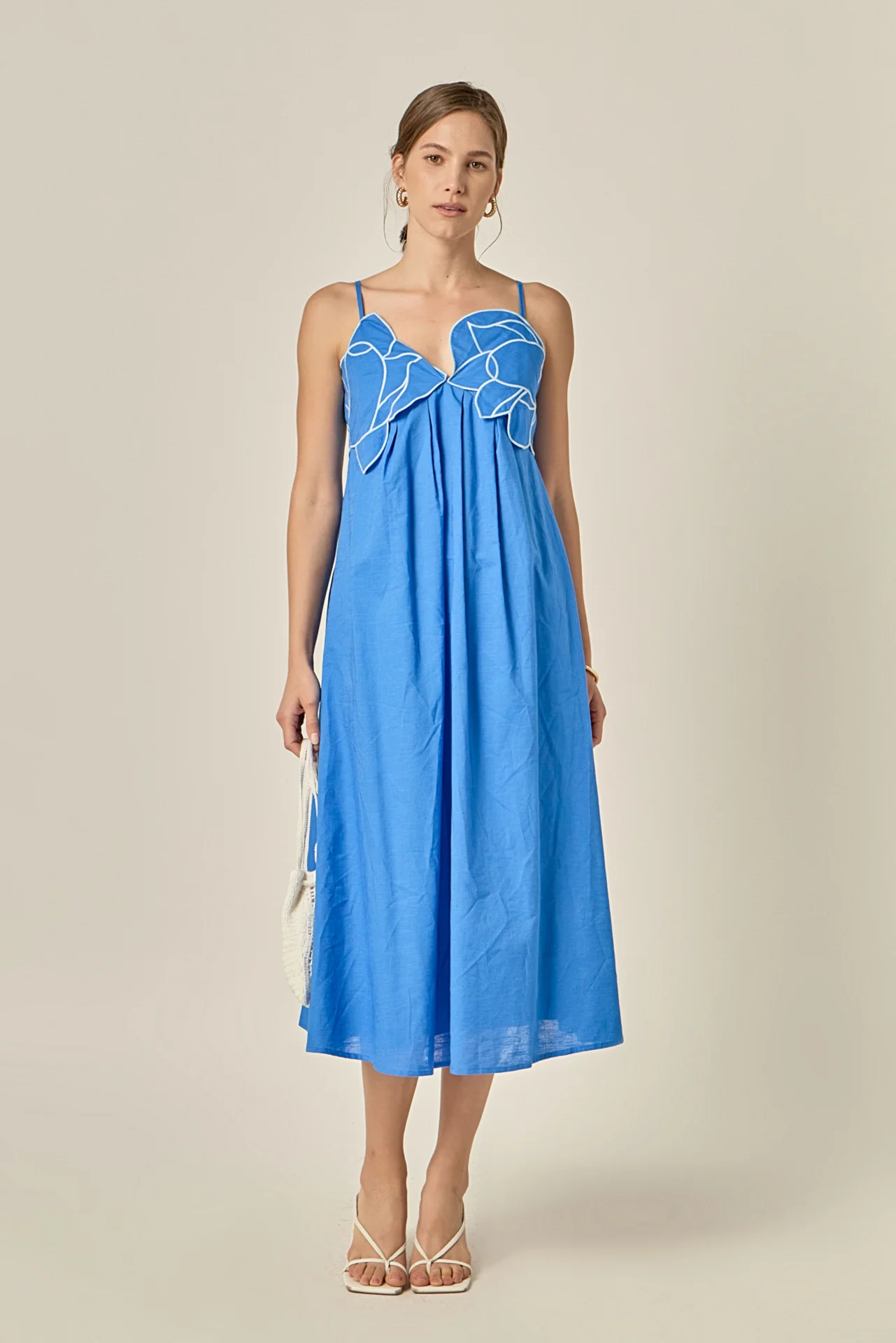 Floral Applique Pleated Midi Dress - Image 7