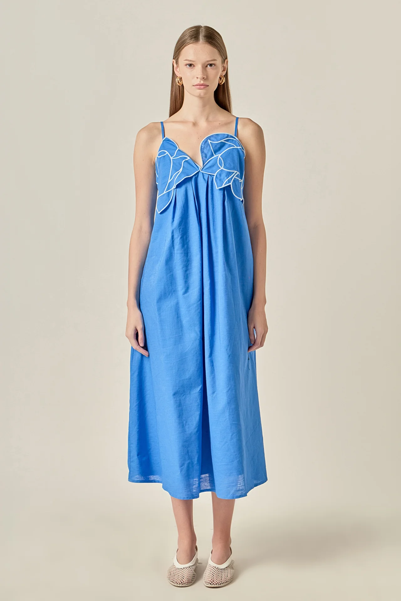 Floral Applique Pleated Midi Dress - Image 8