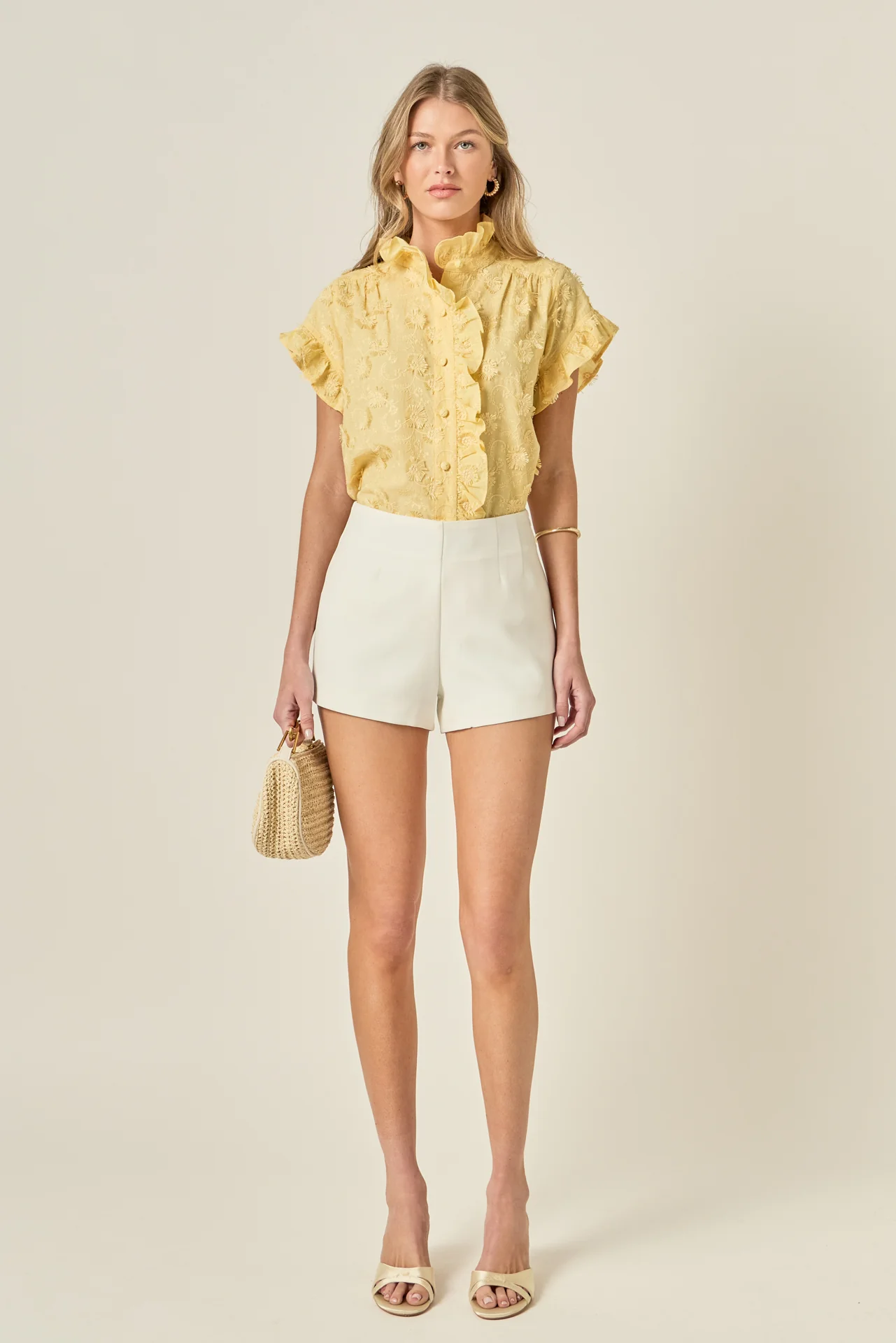 Embroidered Ruffle Short Sleeve Shirt - Image 8