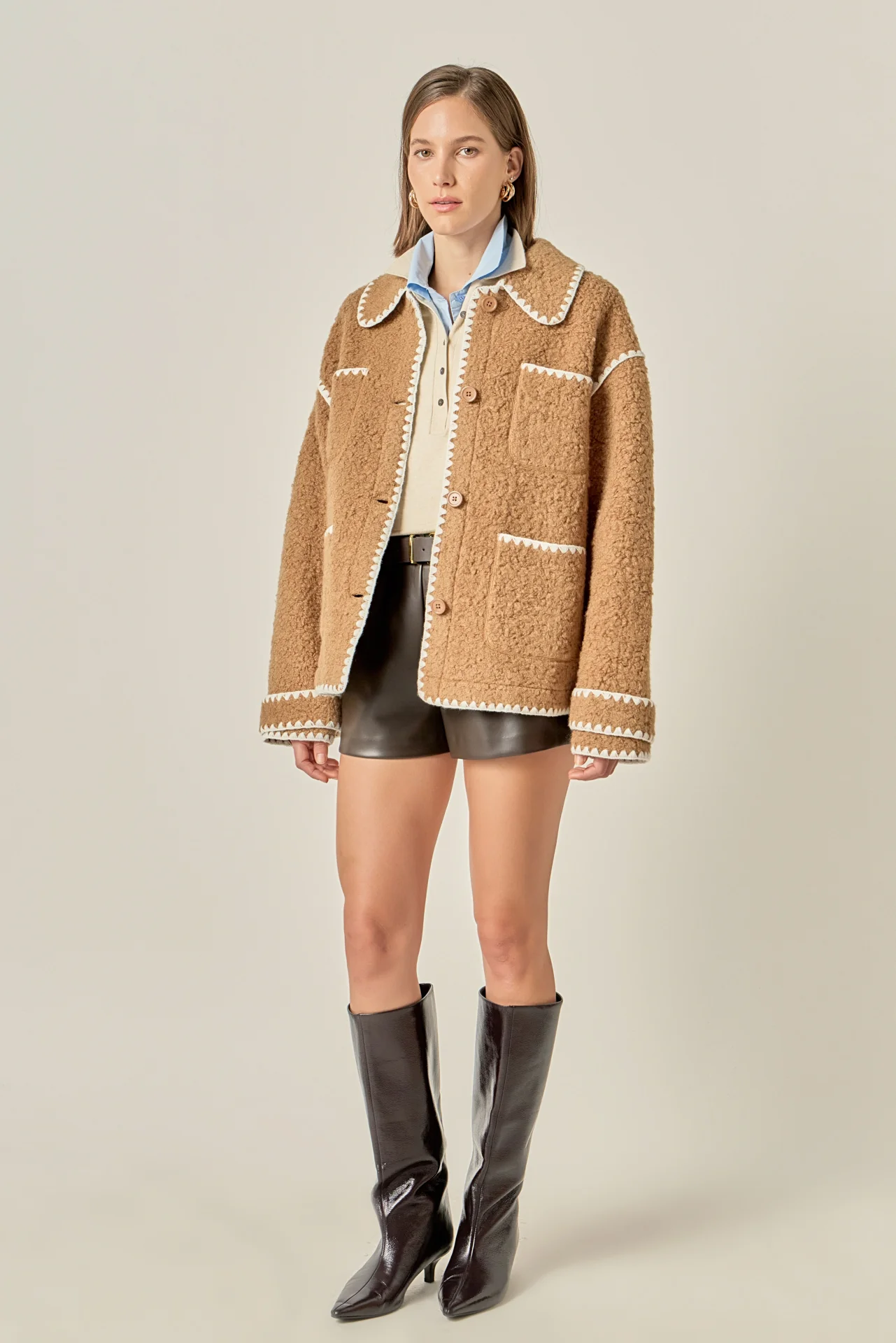 Embroidered Shearling Jacket - Image 3