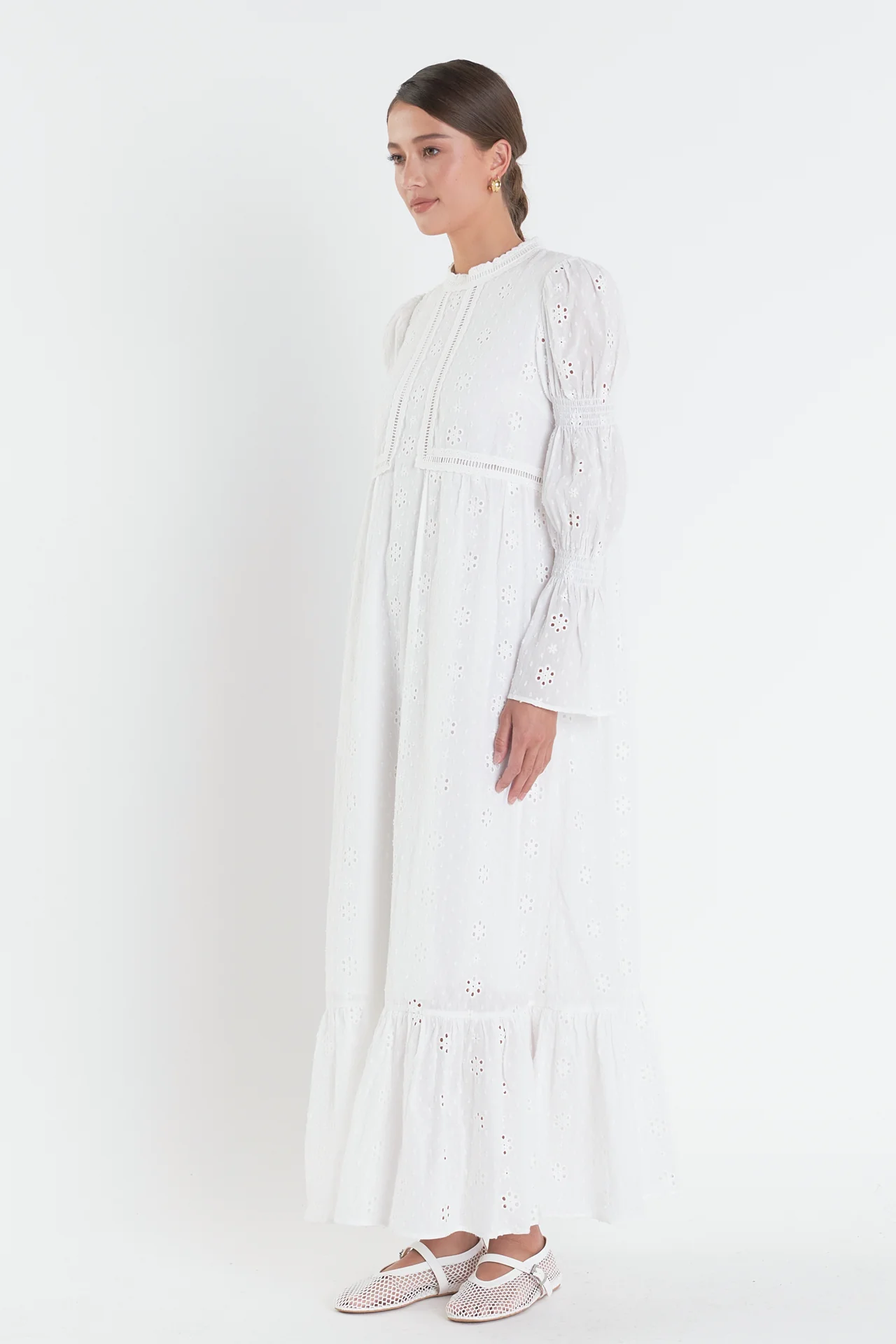Embroidered Swiss Dot Maxi Dress - Image 11