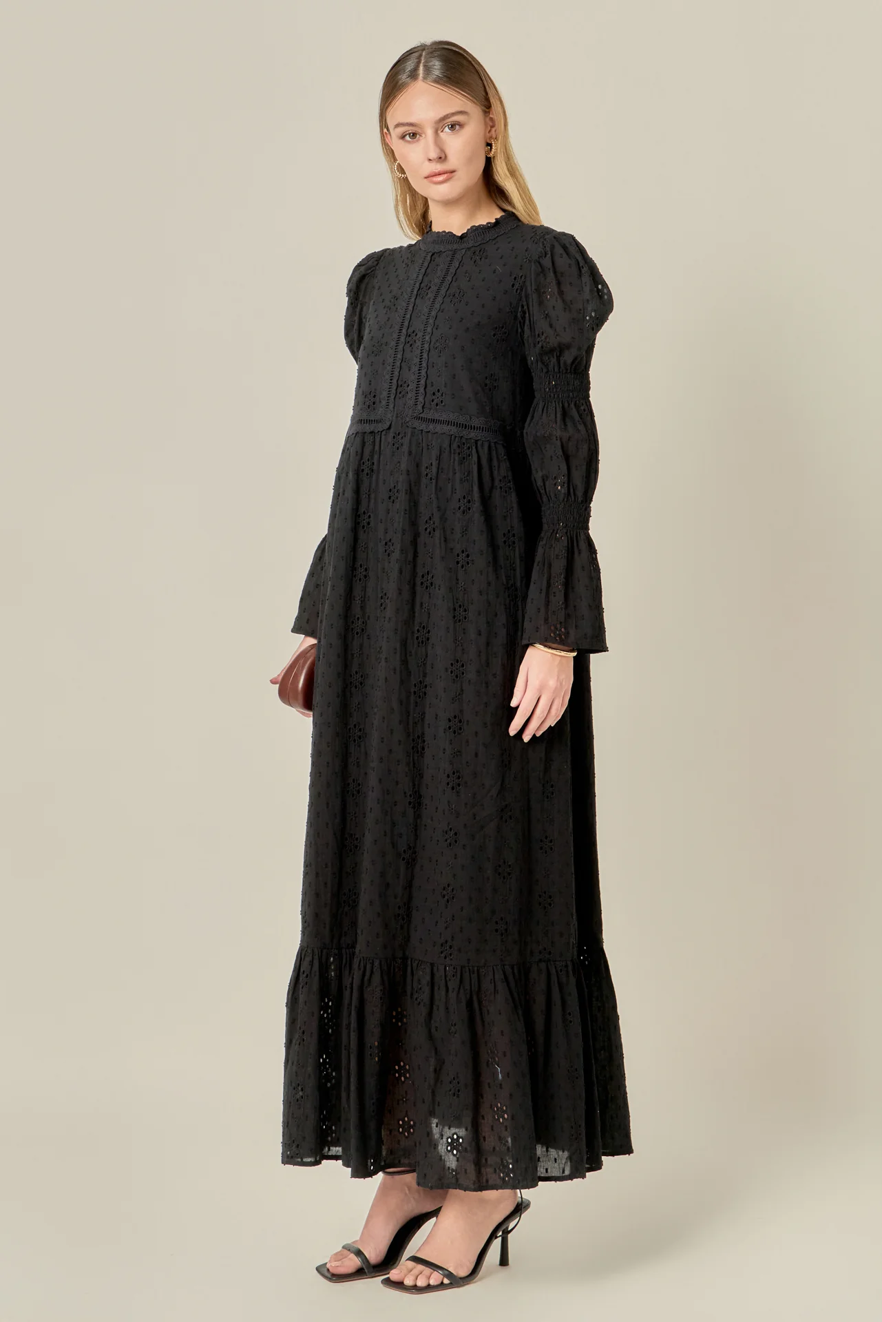Embroidered Swiss Dot Maxi Dress - Image 4