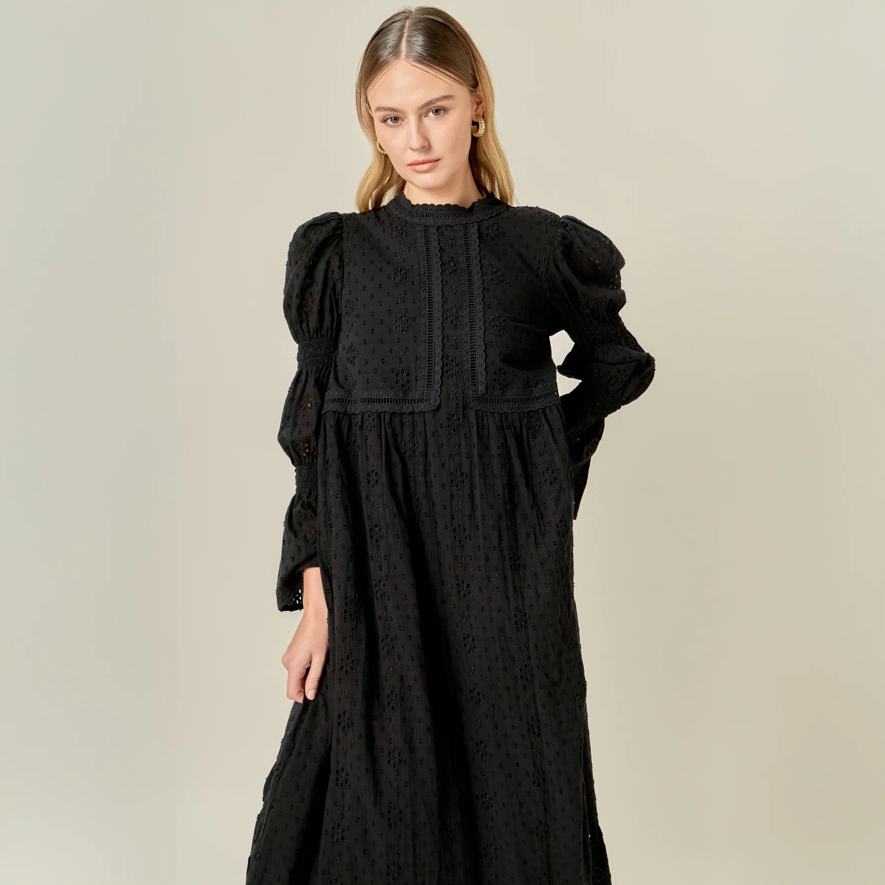 Embroidered Swiss Dot Maxi Dress - Image 7