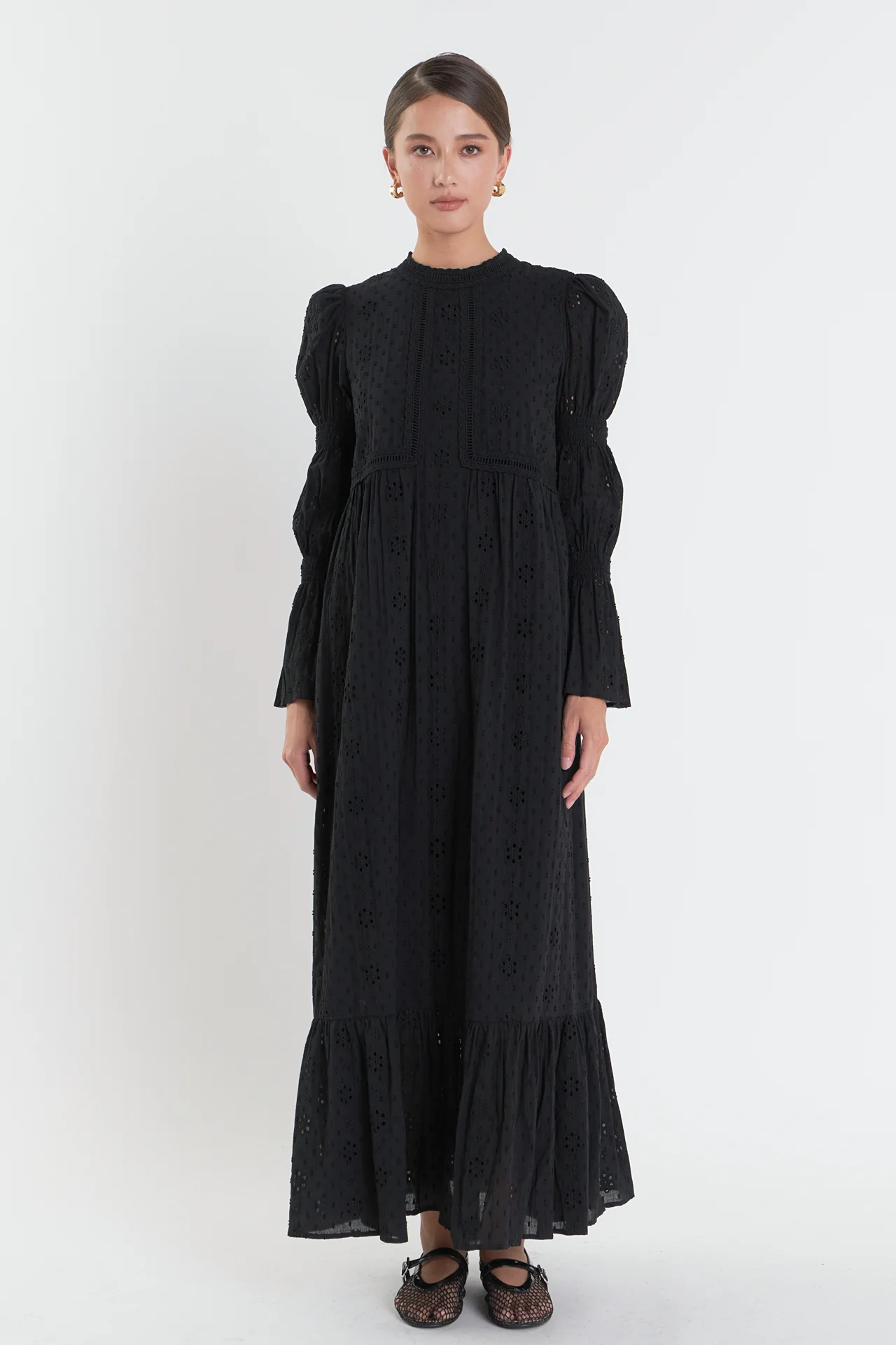 Embroidered Swiss Dot Maxi Dress - Image 8